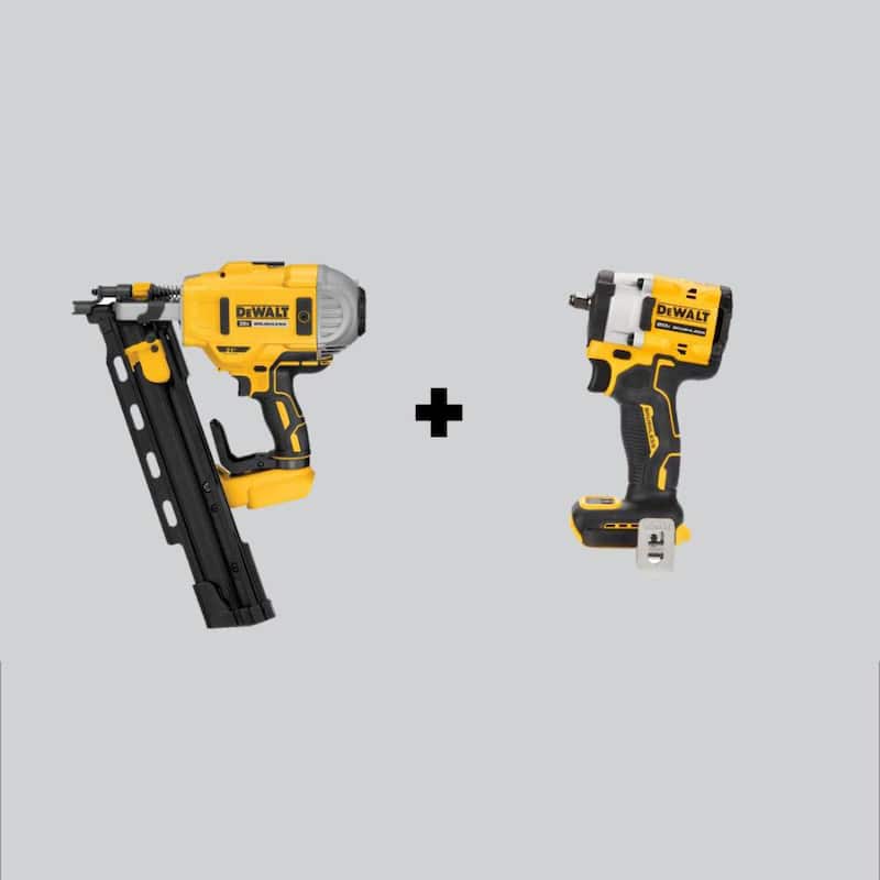 Clavadora Dewalt inalámbrica sin escobillas de 20V MAX XR con 2 velocidades y ángulo de 21° para clavado en plástico con inpacto sin escobillas de 3/8 pulgadas (sólo herramientas) - DCN21PLBW923B