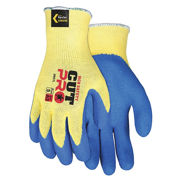 Mcr Safety Guantes Recubiertos Resistentes a Cortes, Nivel de Corte A3, 10 galgas, Azules, Talla L - 9687L
