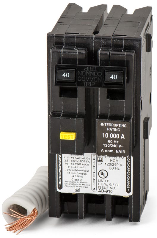Square D HOM240GFI 2 Pole Circuit Breaker Ground Fault