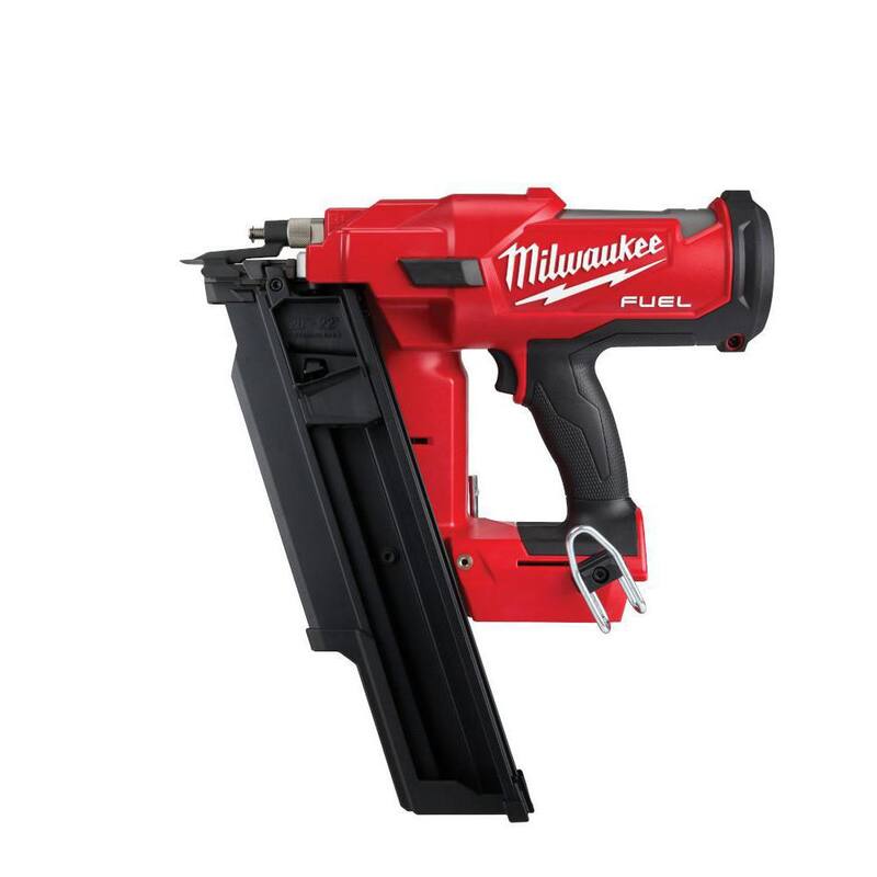 Milwaukee M18 FUEL Clavadora inalámbrica de marco de ángulo de 21 grados de 18V y 3-1/2 pulgadas con motor sin escobillas de iones de litio, con sacanudos de 10 pulgadas y avellanador - 2744-20-48-22-9031.
