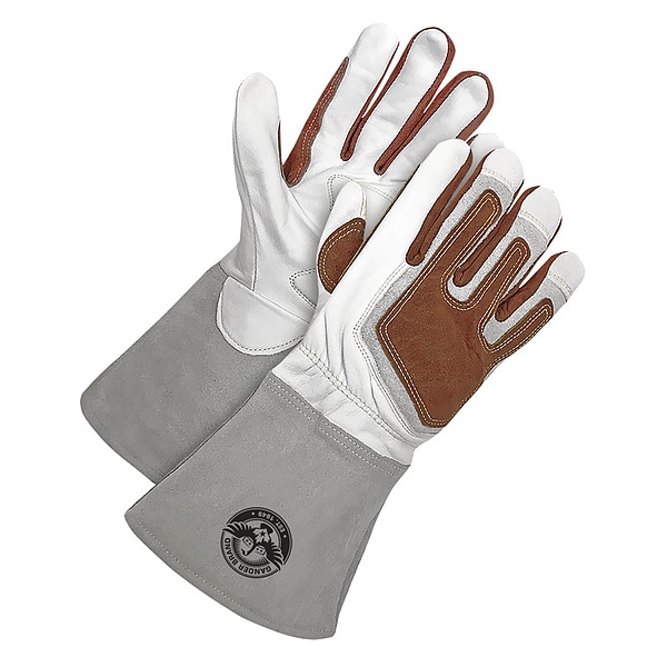 Soldador de arco de tungsteno Bdg Gander en grano blanco con parche en la parte trasera y acolchado, talla L - 60-1-1940-L.