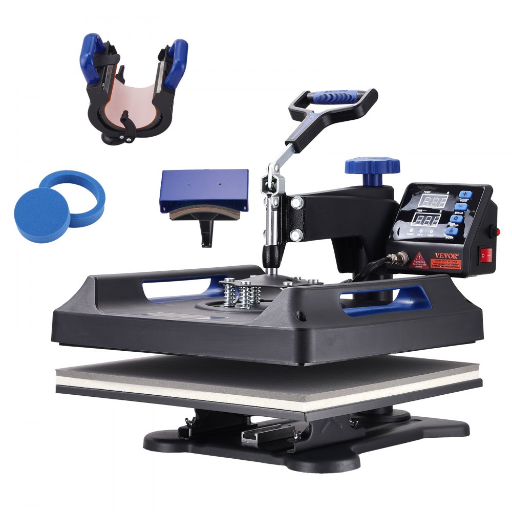 VEVOR Heat Press 15x15, Upgraded Heat Press Machine 5 in 1, Anti-Scald, Fast-Heating, Swing Away Digital Control Multifunction Heat Press for Sublimation Combo for T-Shirt Hat Cap Mug Plate - TJWHYXKLP8038N8U4V1