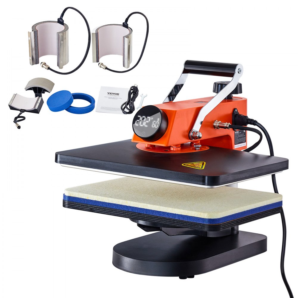 VEVOR Heat Press Machine - 6 in 1 Heat Press Sublimation Machine for DIY T-Shirts/Hats/Mugs/Heat Transfer Projects, 12x15 Multifunction Swing Away Heat Press with 360° Rotation/Mica Heating/Knob-style - YTSTHJY121561J3VHV1
