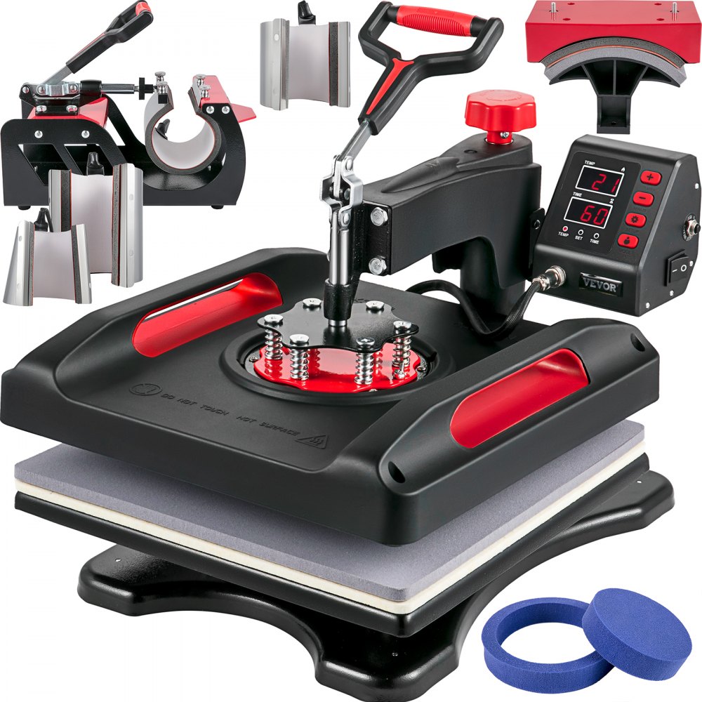 VEVOR Upgrade Heat Press Machine ETL Safety Certification 15 x 15 in 8-in-1 Heat Press Power-Saving Sublimation Machine 360°Rotation Heat Press Shirt Printing Machine for Shirts Cap & Mugs Red - TJBYXKHSP8038YNQ3V1
