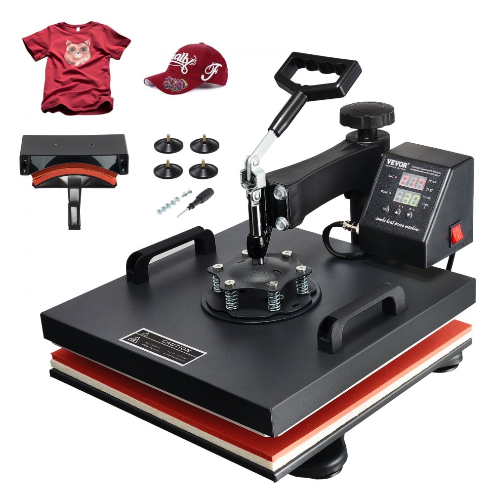 VEVOR Heat Press Machine 2In1 15x15in Sublimation Print Transfer DIY T-shirt Cap - DG3838CM2110VCWOWV1