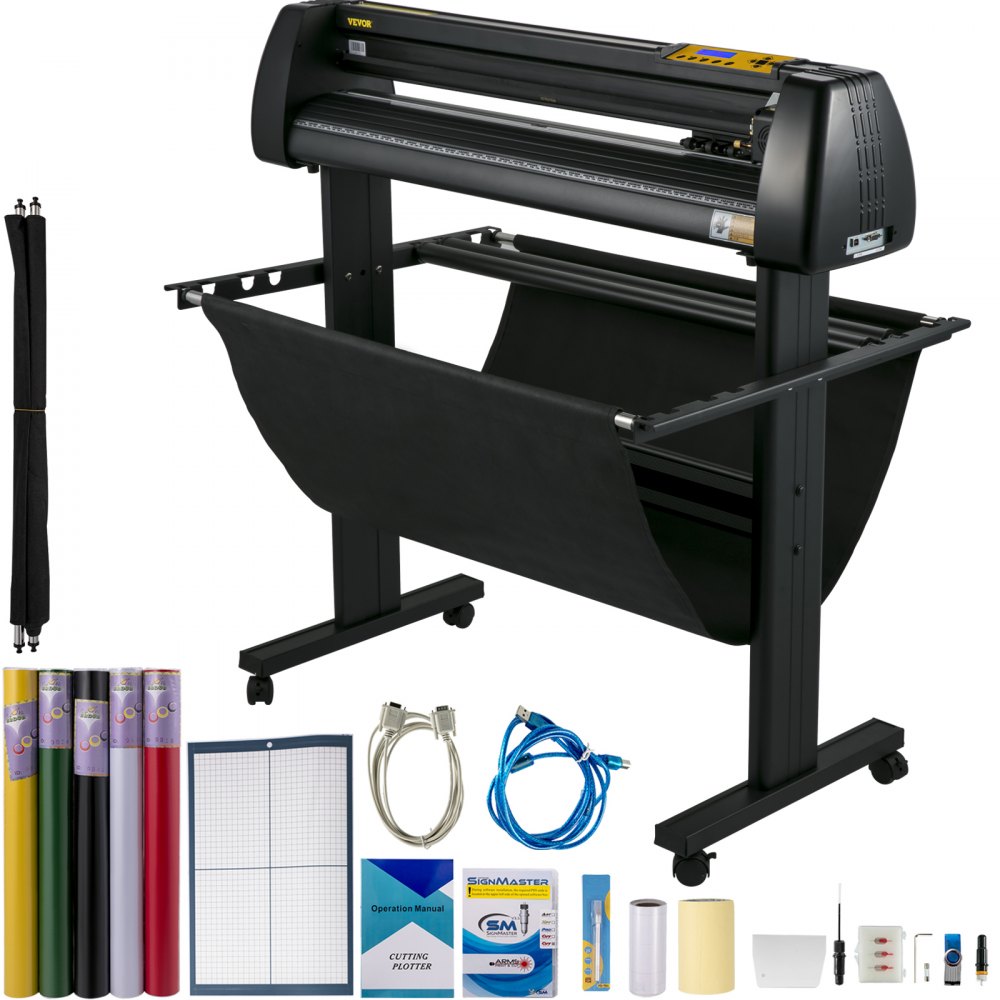VEVOR Off-line Vinyl Cutter Machine 870mm Vinyl Printer U-Disk, 34 inch Plotter Printer with Accessories & Floor Stand Vinyl Cutting Machine Adjustable Force and Speed for Sign Making Plotter Cutter - KZJHRJBJSDDZJP1UCV1