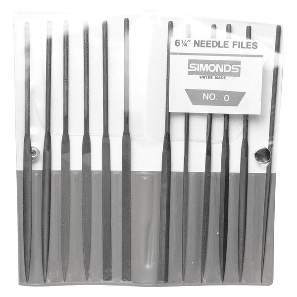 Simonds Needle File Set, 6-1/4in.L, Swiss, Natural - 83551000