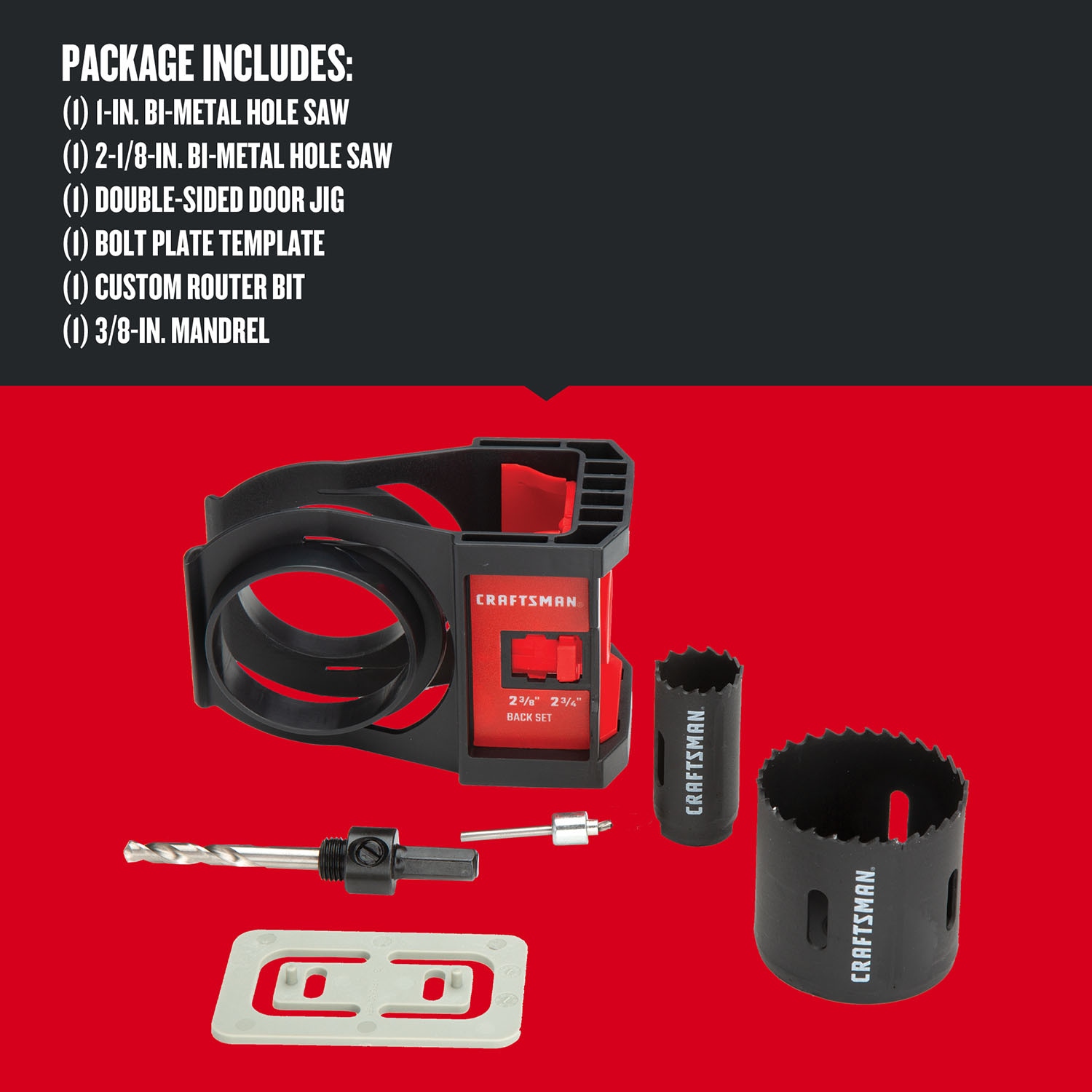 CRAFTSMAN Bi-metal Arbored Adjustable Door Lock Kit Set (6-Piece) with Soft Case