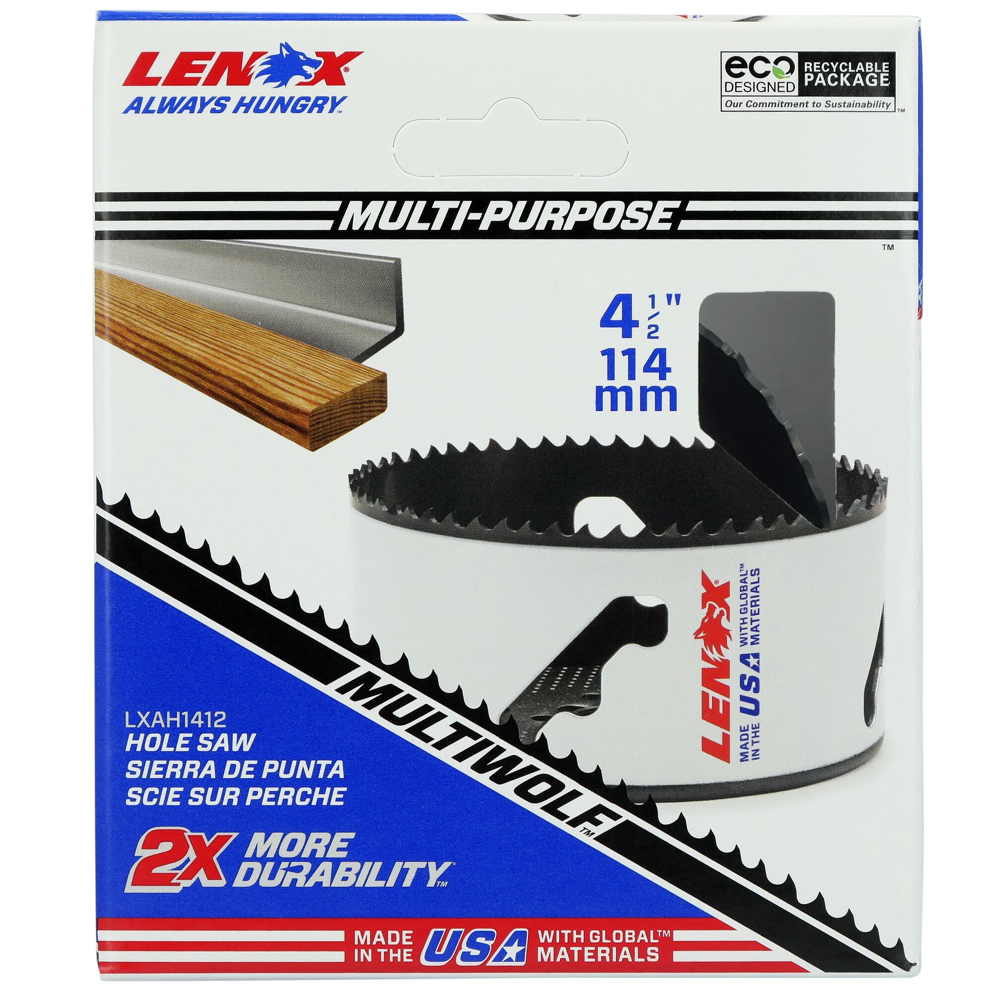Sierra de copa bi-metal de 4-1/2 pulgadas sin arbor para LENOX