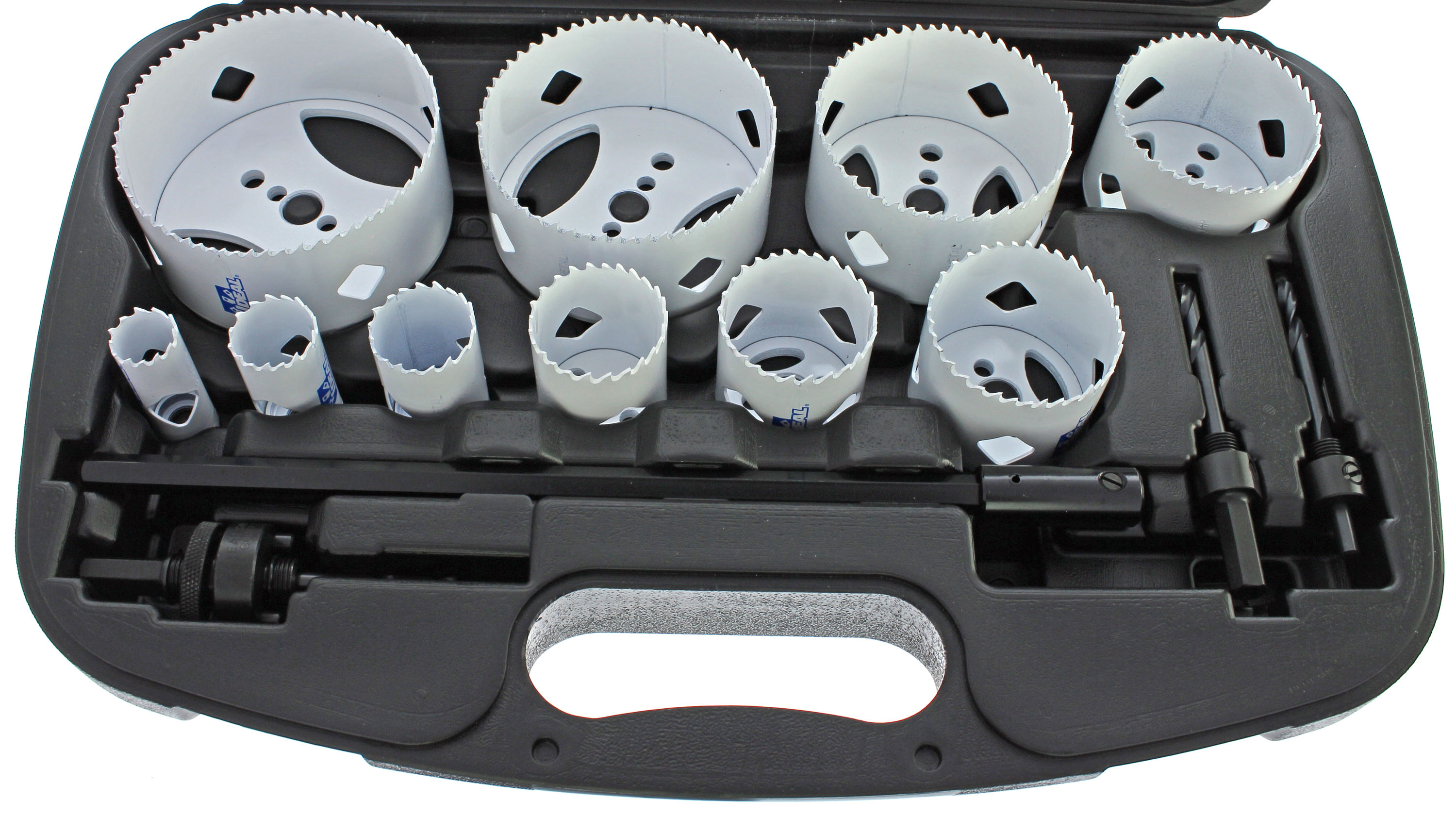Kit de sierra de corona ajustable Bi-metal arboreada de 4-1/2 pulgadas IDEAL con estuche resistente