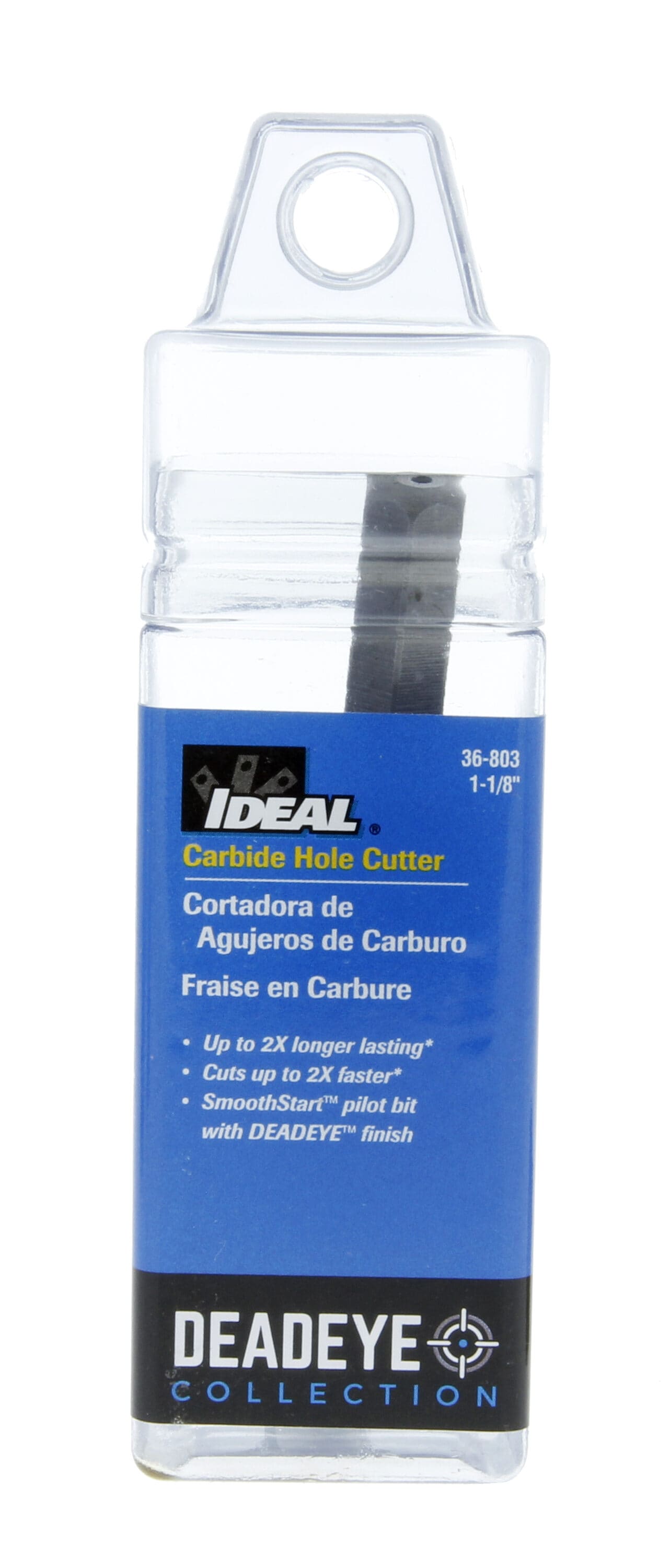 Sierra de corona con punta de carburo de 1-1/8 pulgadas con eje para taladro IDEAL 36-803