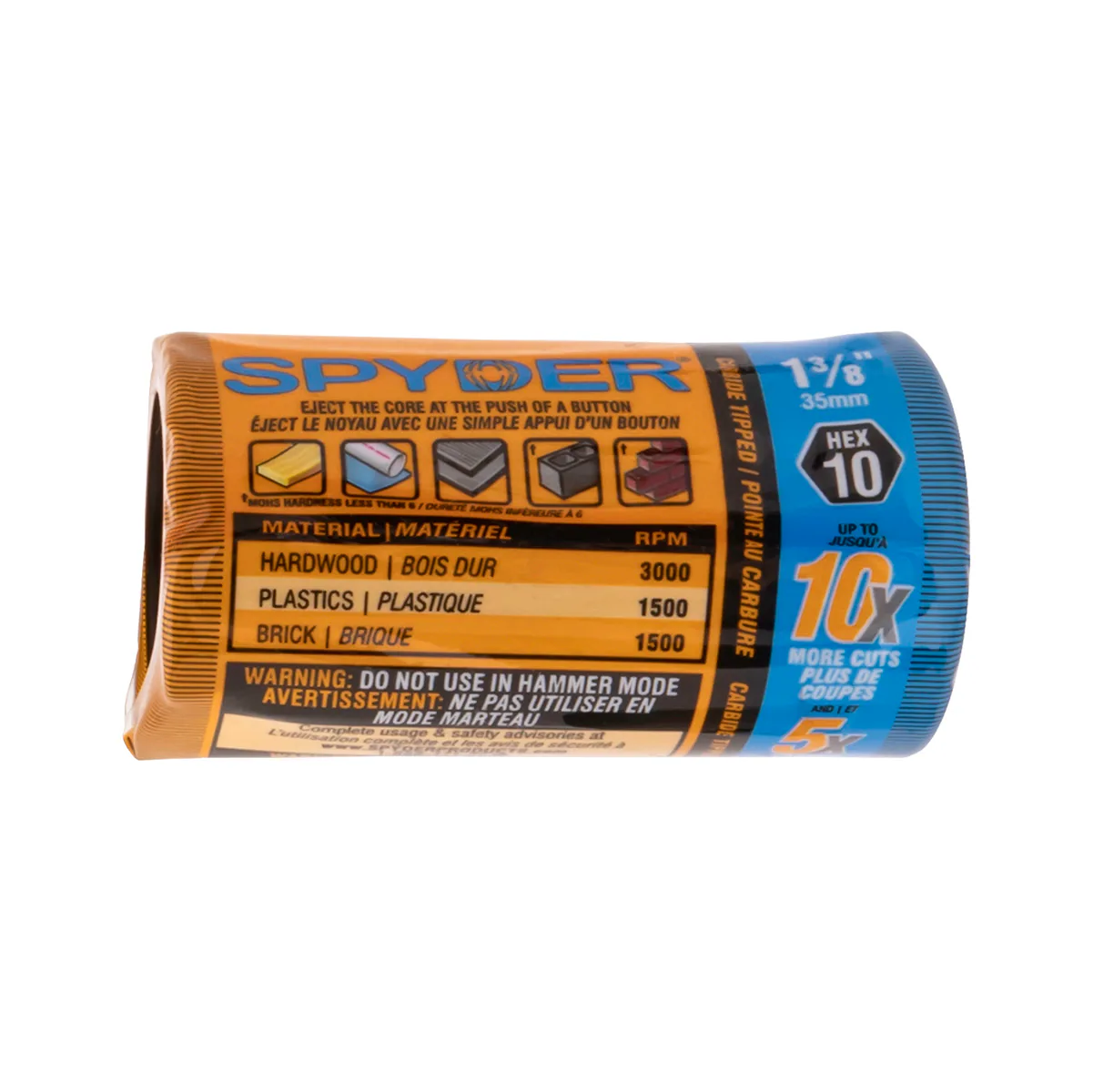 Broca de agujero sin arbor de punta de carburo de 1-3/8 pulgadas Spyder 600013CF