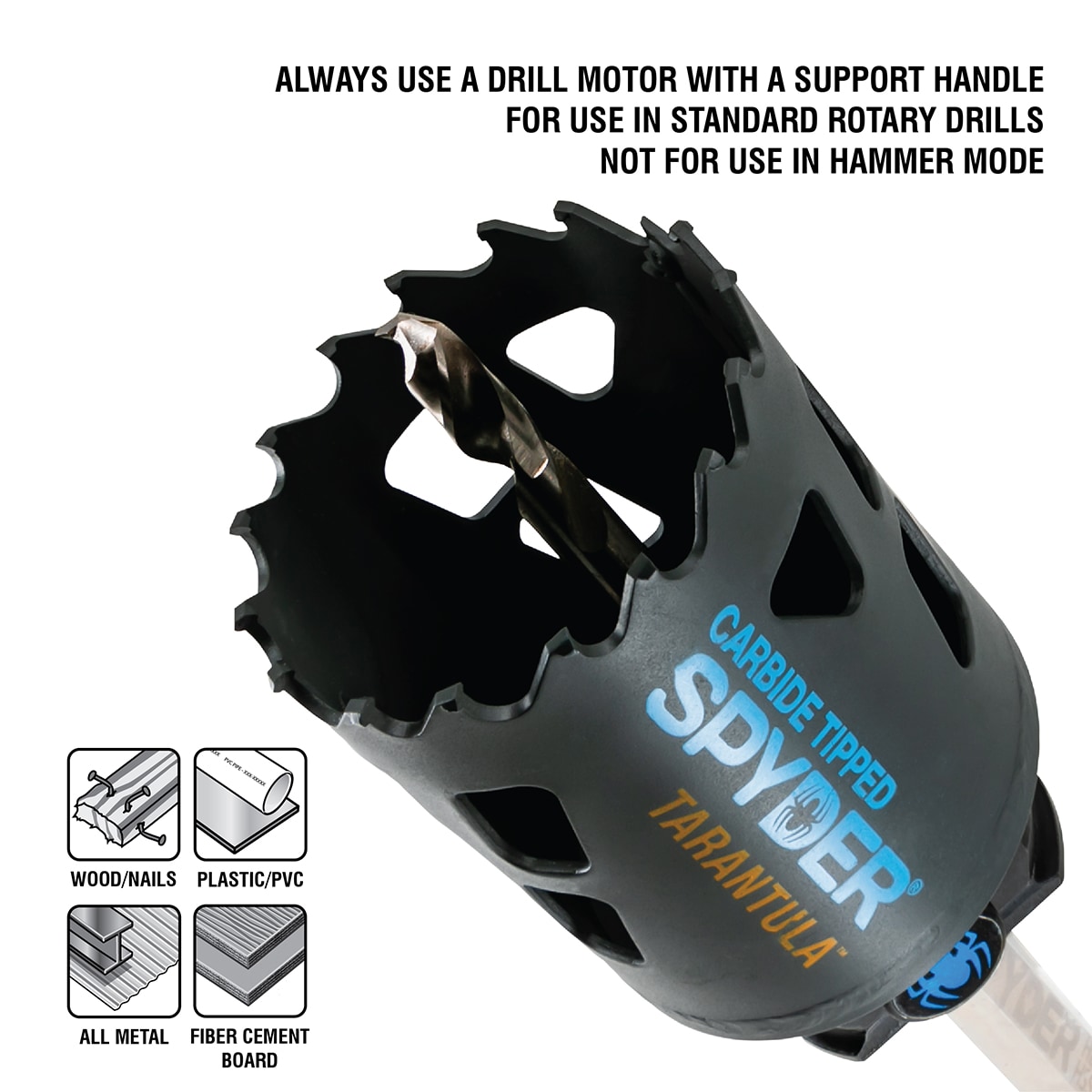 Sierra perforadora con punta de carburo de 3-1/2 pulgadas sin mandril de araña Spyder 600914CF