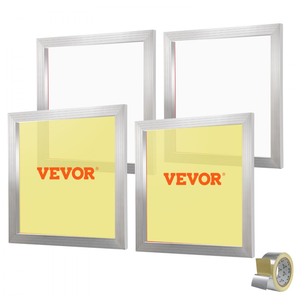 VEVOR Screen Printing Kit, 4 Pieces Aluminum Silk Screen Printing Frames, 20x20inch Silk Screen Printing Frame with 110 Count Mesh, High Tension Nylon Mesh and Sealing Tape for T-shirts DIY Printing - SYKJD41102020DC8SV0