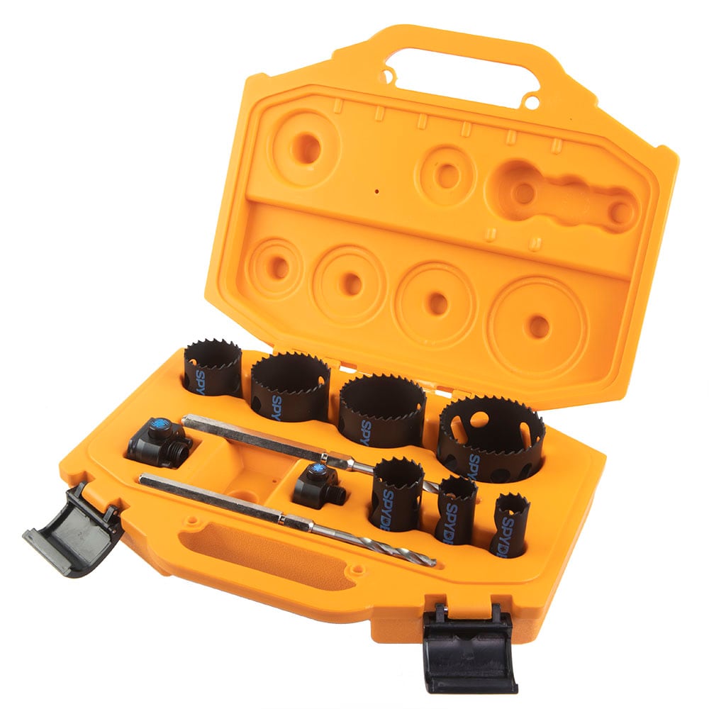 Set de sierra de perforación ajustable con arbor para agujeros Spyder Bi-metal (11 piezas) con estuche rígido 600886