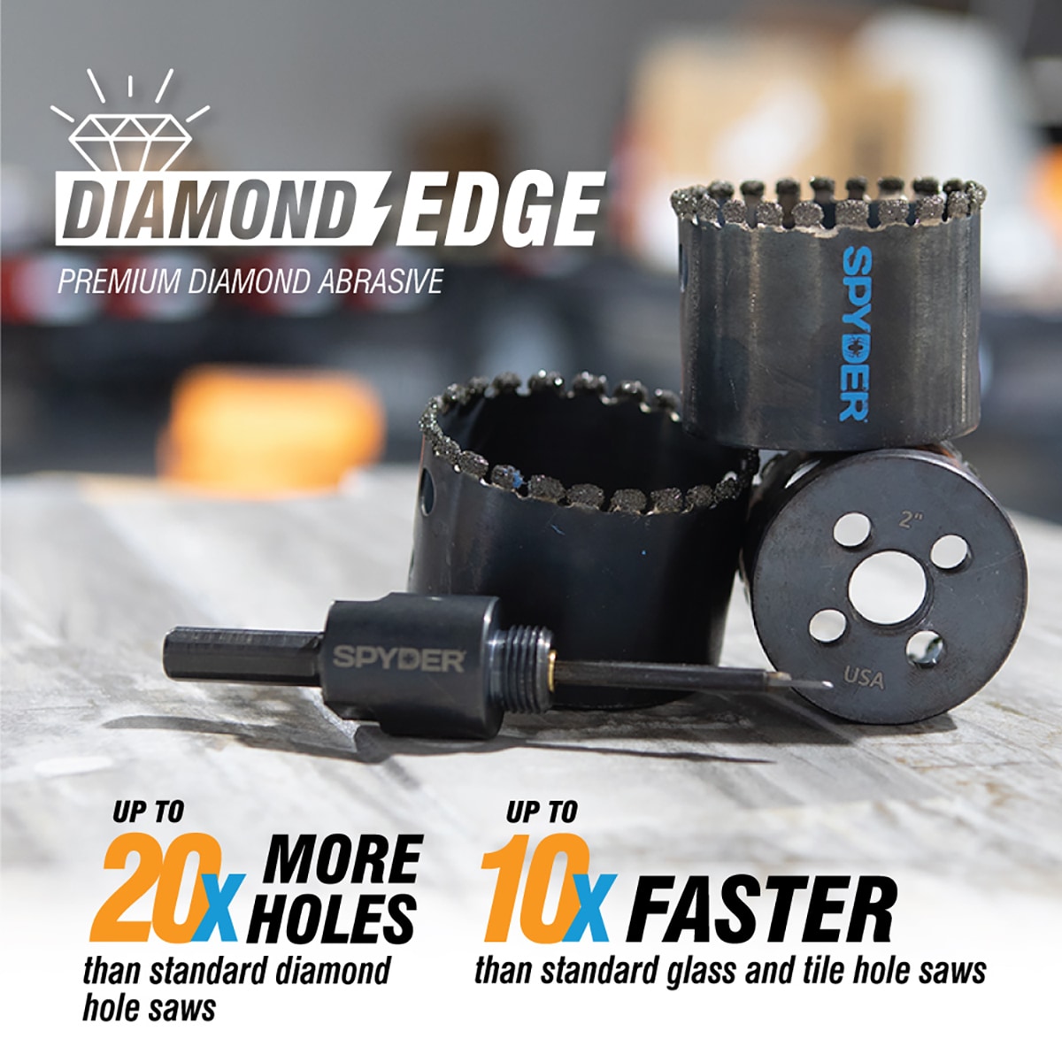 Sierra de agujero de diamante sin arbustos de 2 pulgadas Spyder Diamond Edge 600860