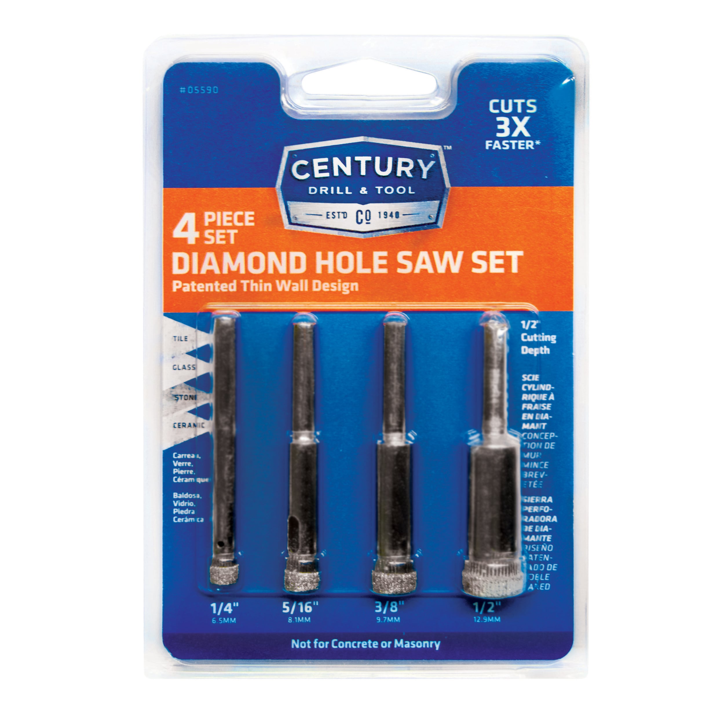 Juego de 4 piezas de sierra de perforación bimetálica no mandrilada de Century Drill & Tool con estuche resistente 05590