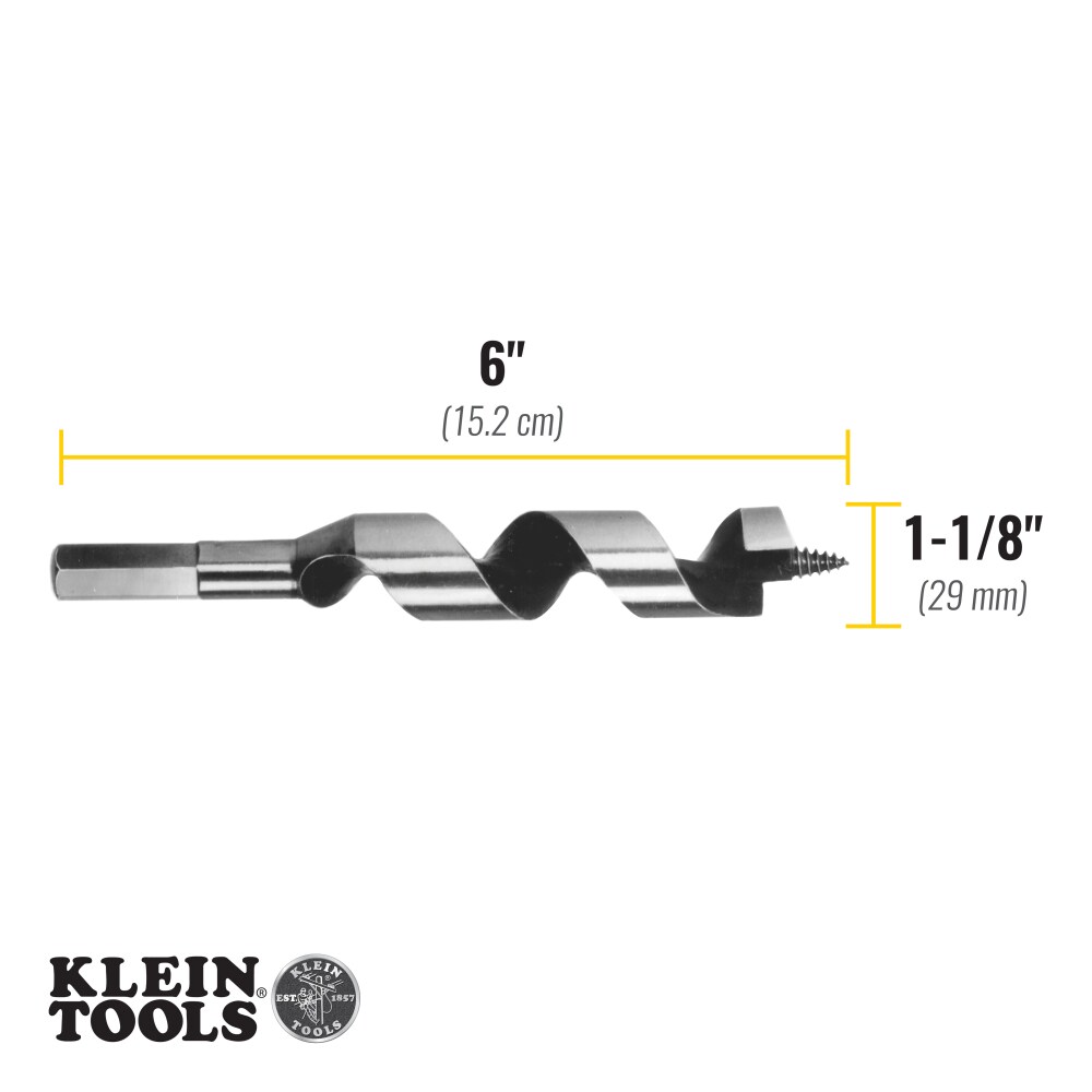 Broca de barco de acero Klein Tools, punta de tornillo, 1-1/8 x 4 pulgadas 53408