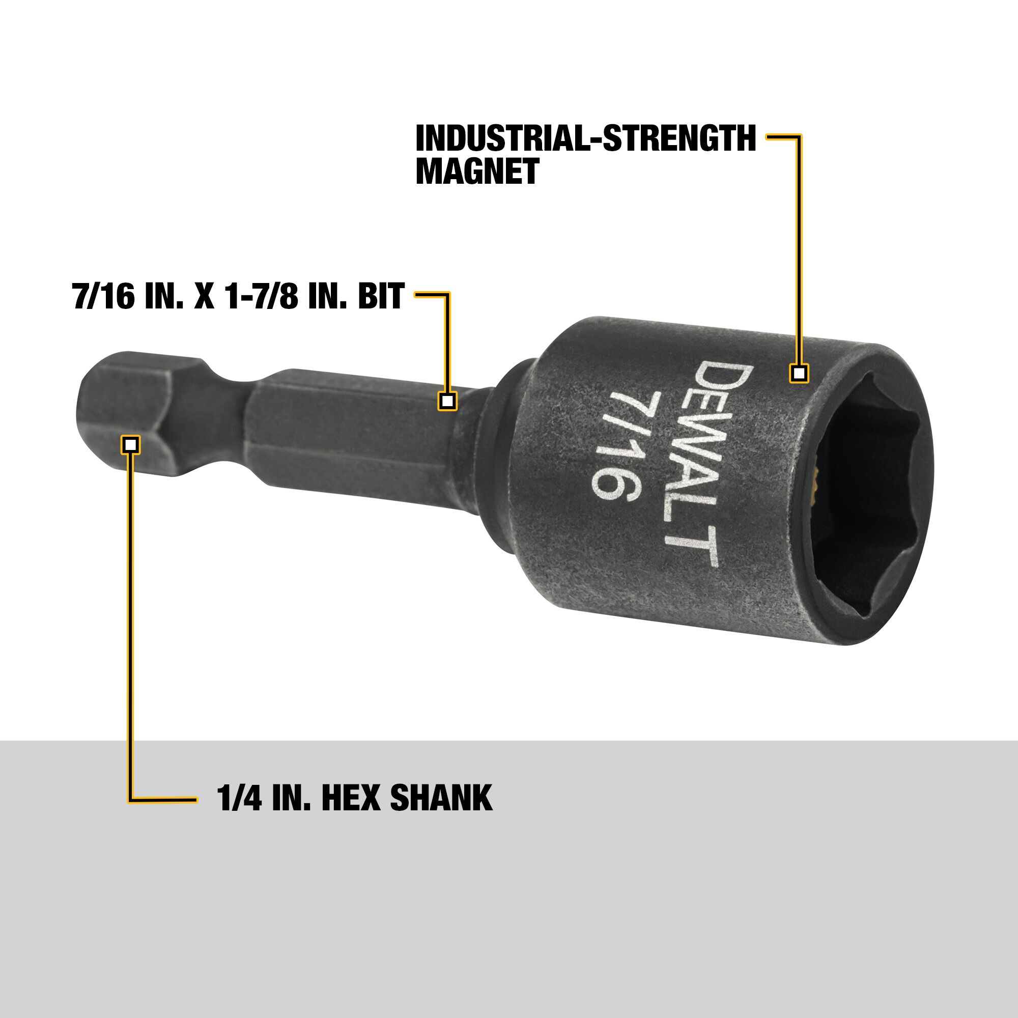 Broca de impacto individual FlexTorq DEWALT de 7/16 pulgadas x 2 pulgadas DW2227IR Nutsetter