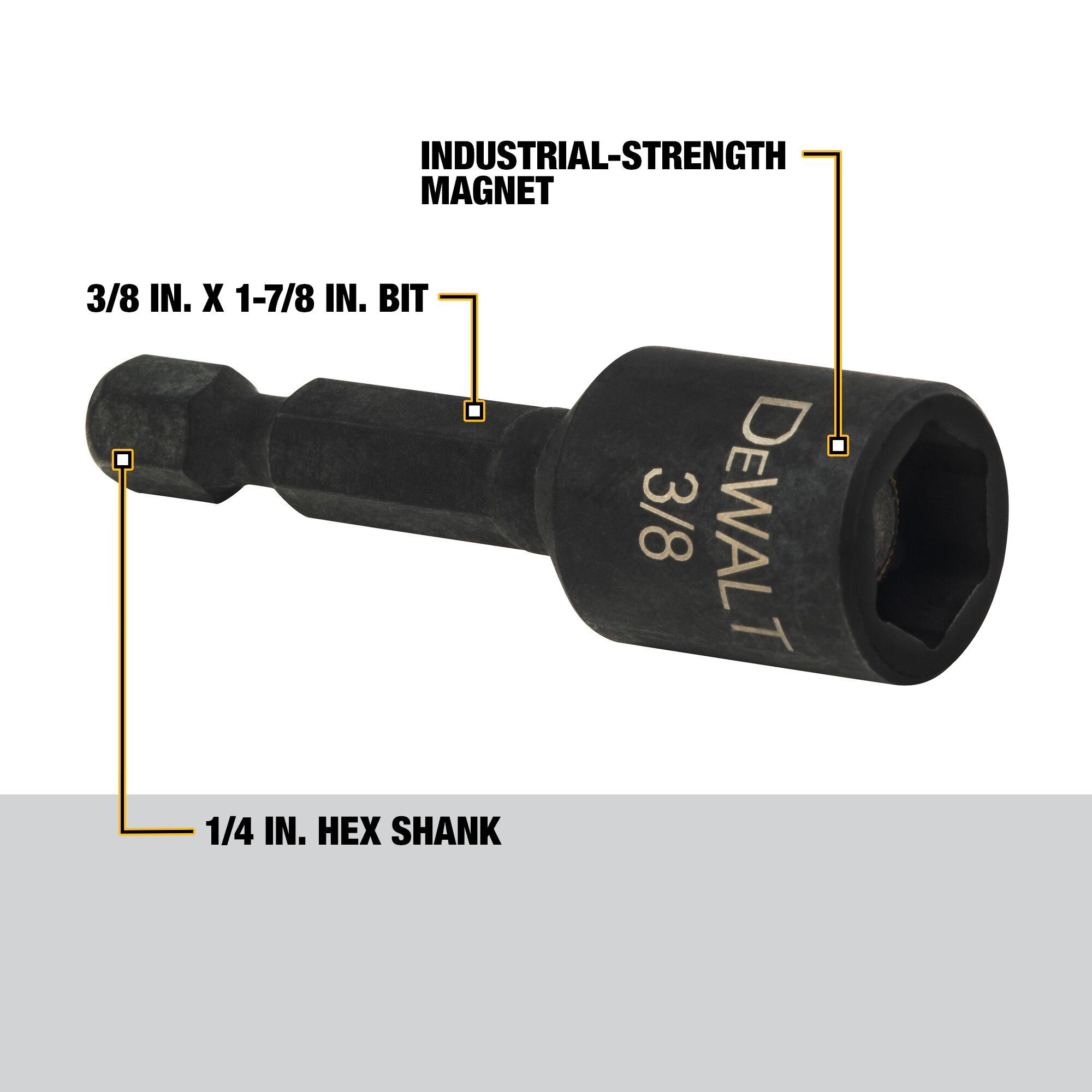 Punta de impacto DEWALT FlexTorq 3/8 pulg x 2 pulg Nutsetter Individual DW2220IR