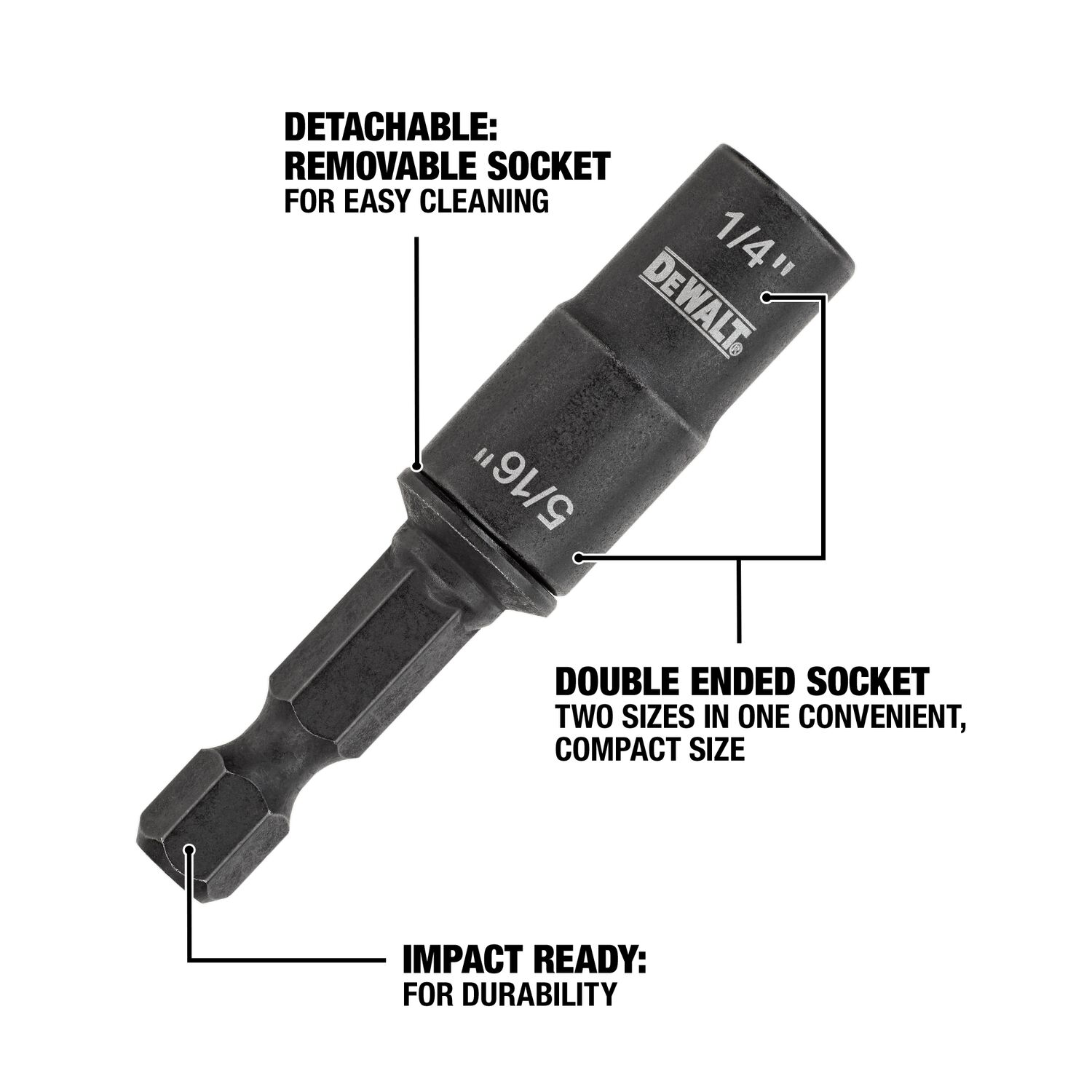 Punta de Destornillador de Impacto DEWALT Impact Ready 1/4 pulg x 2 pulg Individual 2-Piezas DWADEND14516