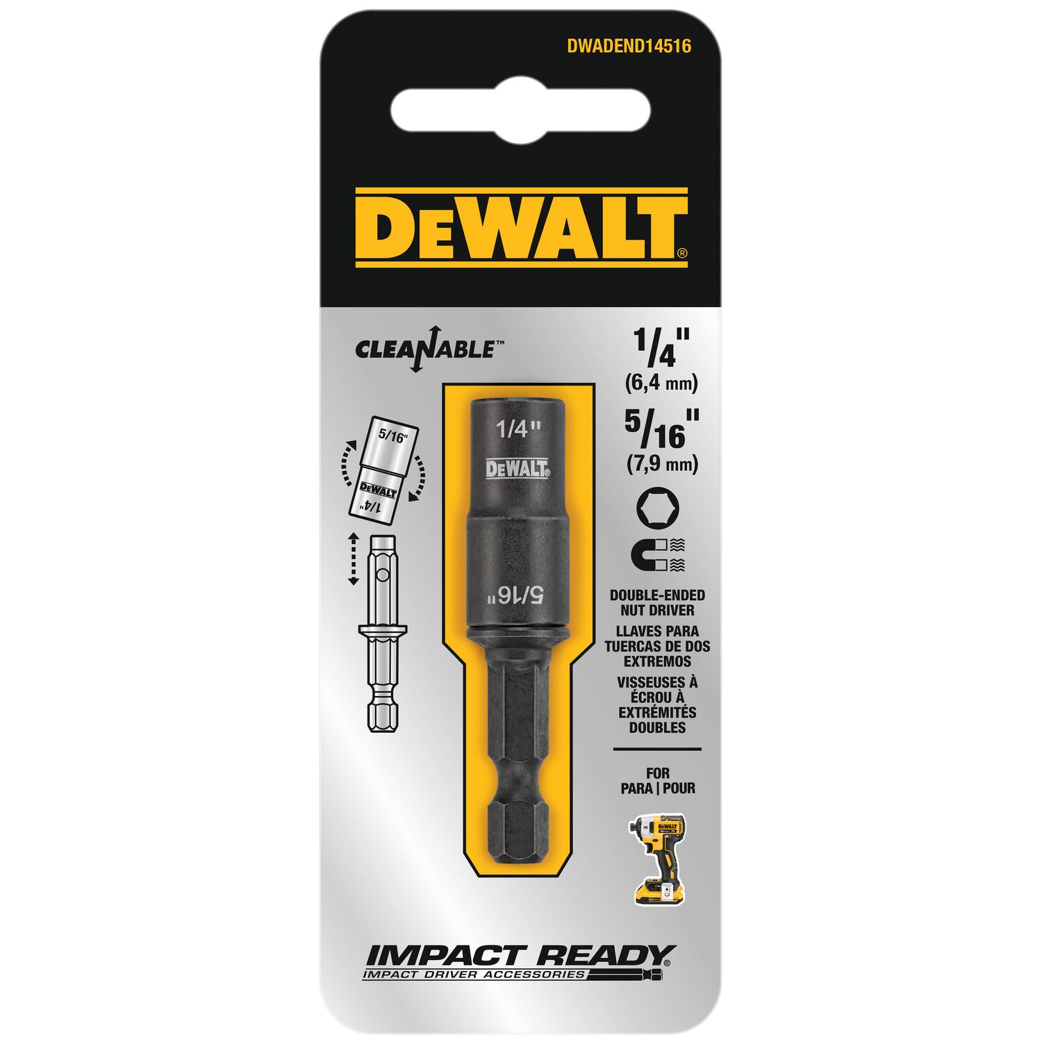Punta de Destornillador de Impacto DEWALT Impact Ready 1/4 pulg x 2 pulg Individual 2-Piezas DWADEND14516