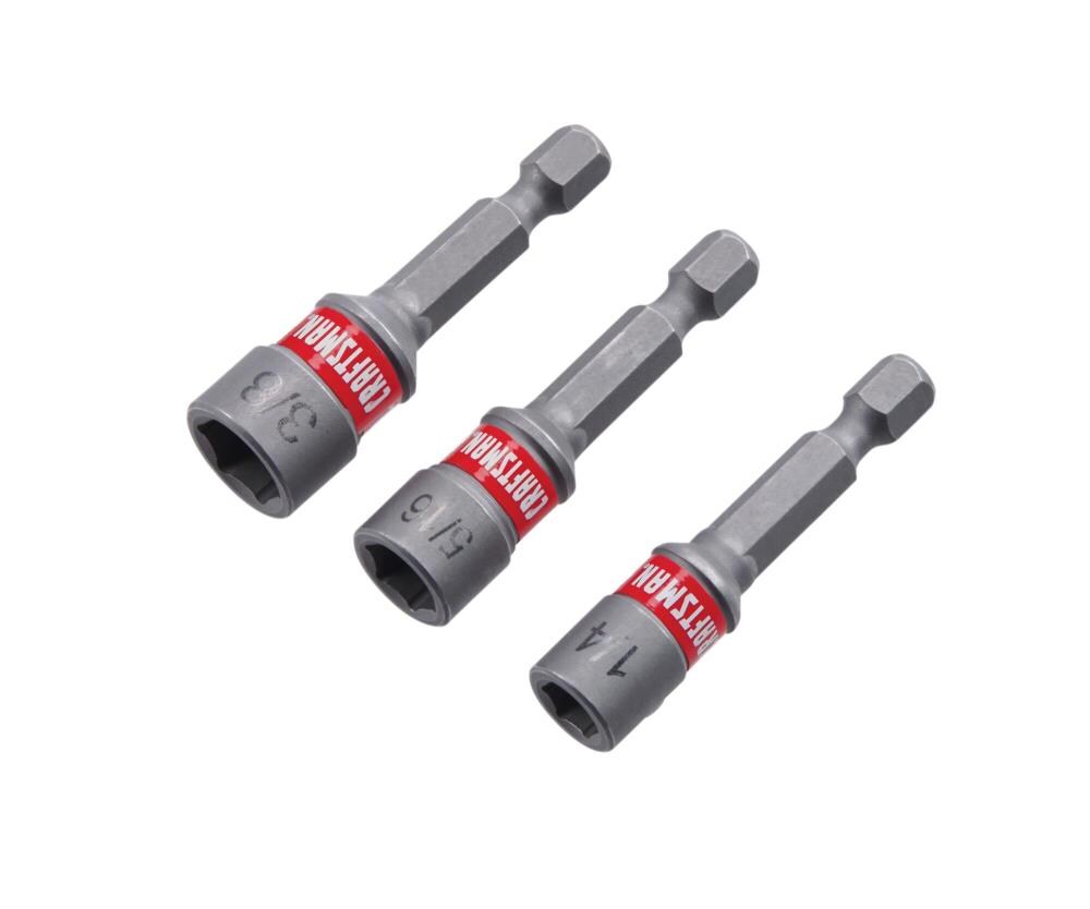 Juego de Puntas de Impacto de 1/4" x 1-15/16" para Destornillador con Adaptador de Tuercas de 3 Piezas de CRAFTSMAN