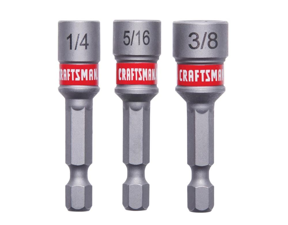 Juego de Puntas de Impacto de 1/4" x 1-15/16" para Destornillador con Adaptador de Tuercas de 3 Piezas de CRAFTSMAN