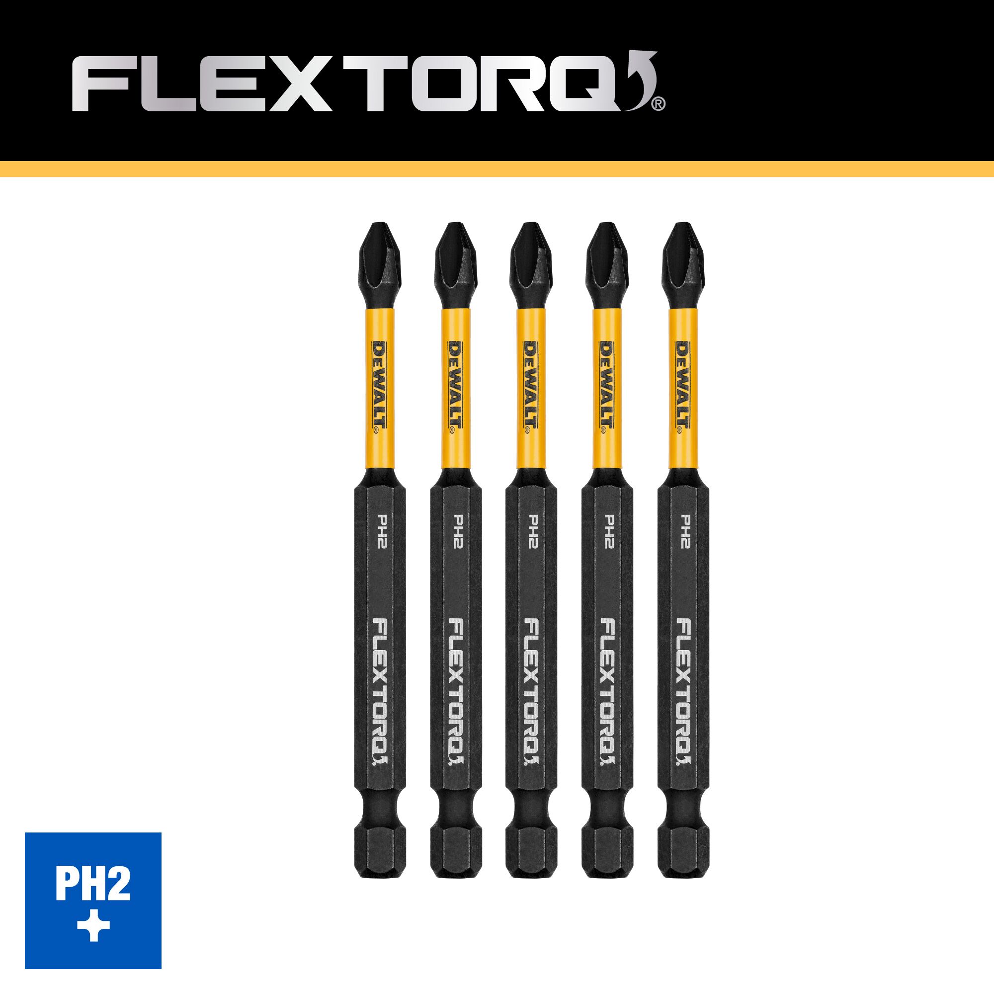 Punta para Impacto Phillips DEWALT 1/4 pulg. x 3-1/2 pulg. Individual, Paquete de 5 piezas