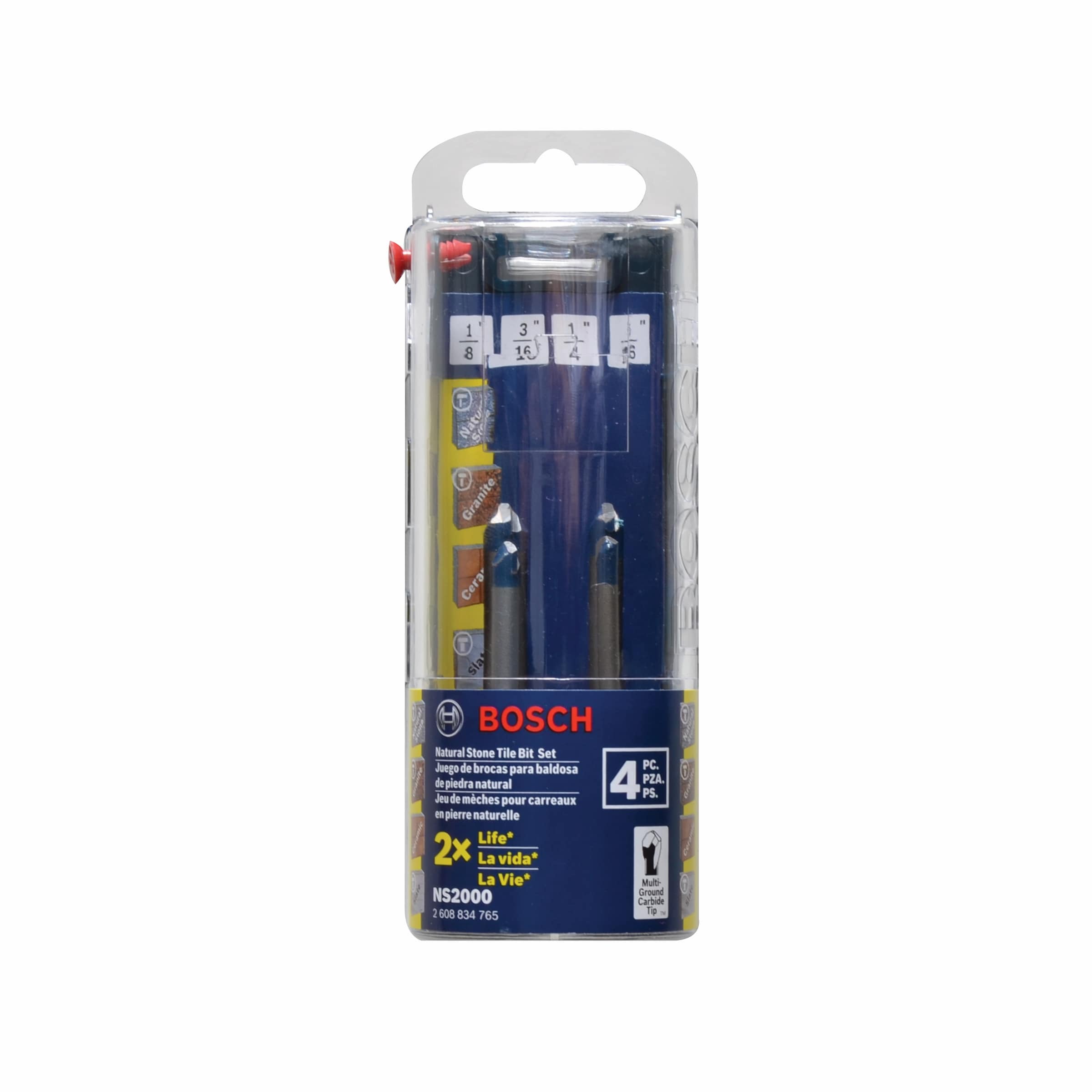 Set de 4 brocas de alta velocidad de acero para mampostería para taladro rotativo, para azulejos de piedra natural de Bosch NS2000