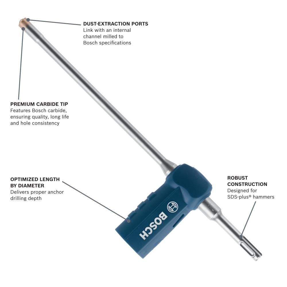Broca de acero al carbono de 5/8 pulgadas x 15 pulgadas para taladro SDS-plus Bosch Clean DXS2104