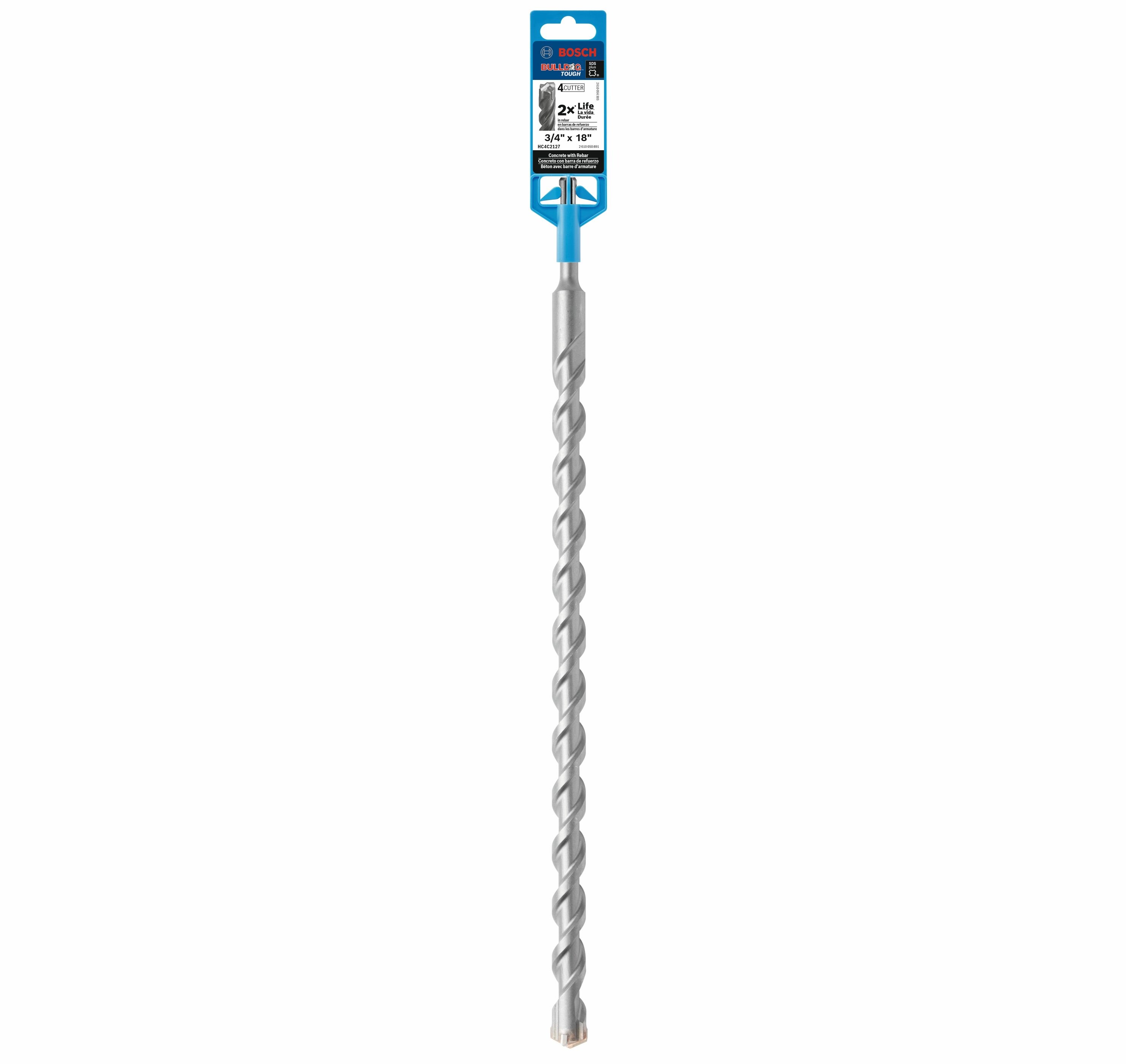Broca de albañilería Bosch Bulldog Tough de aleación de acero de 3/4 pulgadas x 18 pulgadas para taladro SDS-plus HC4C2127