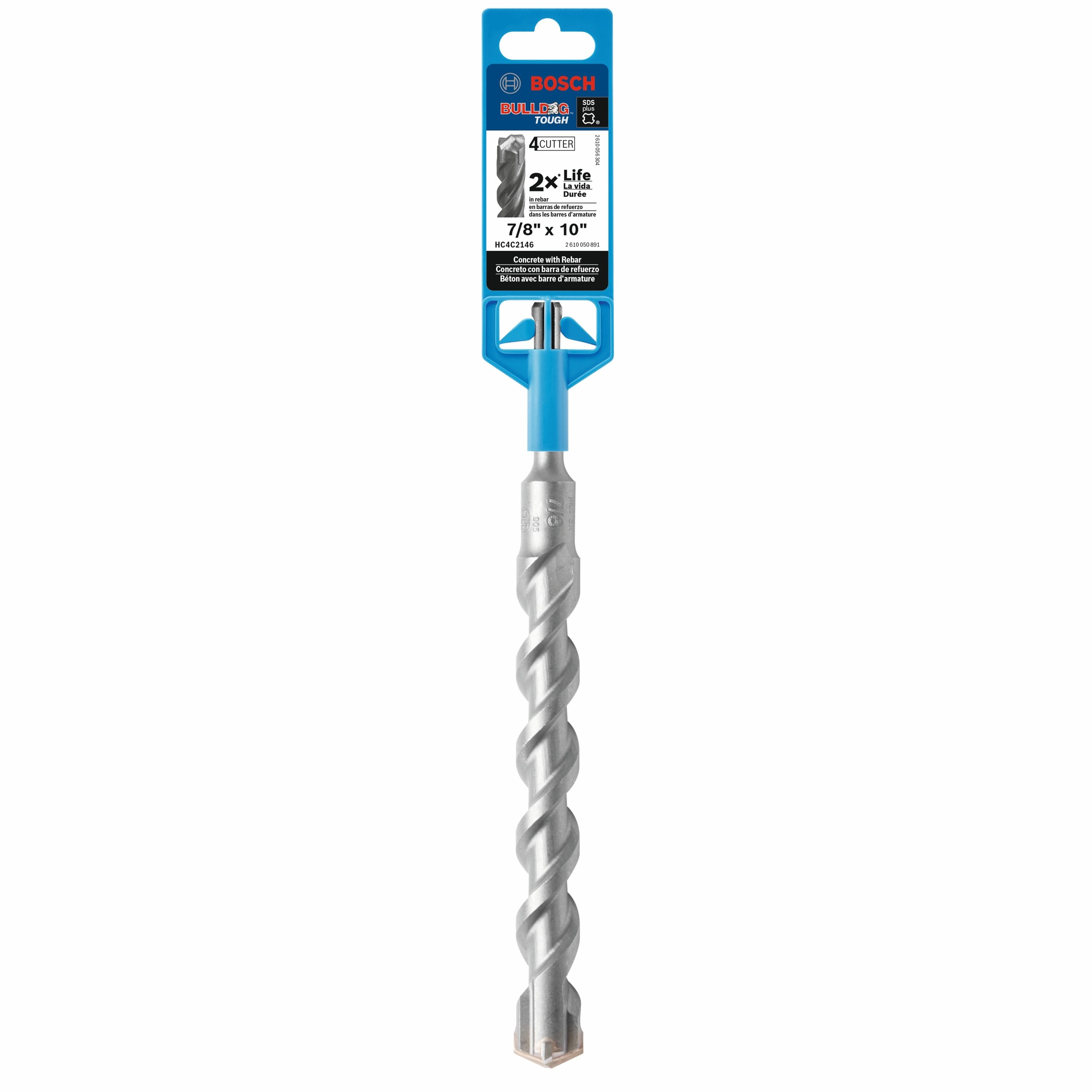 Broca Bosch Bulldog Tough de Aleación de Acero para Albañilería de 7/8 pulg x 10 pulg para Taladro SDS-plus HC4C2146