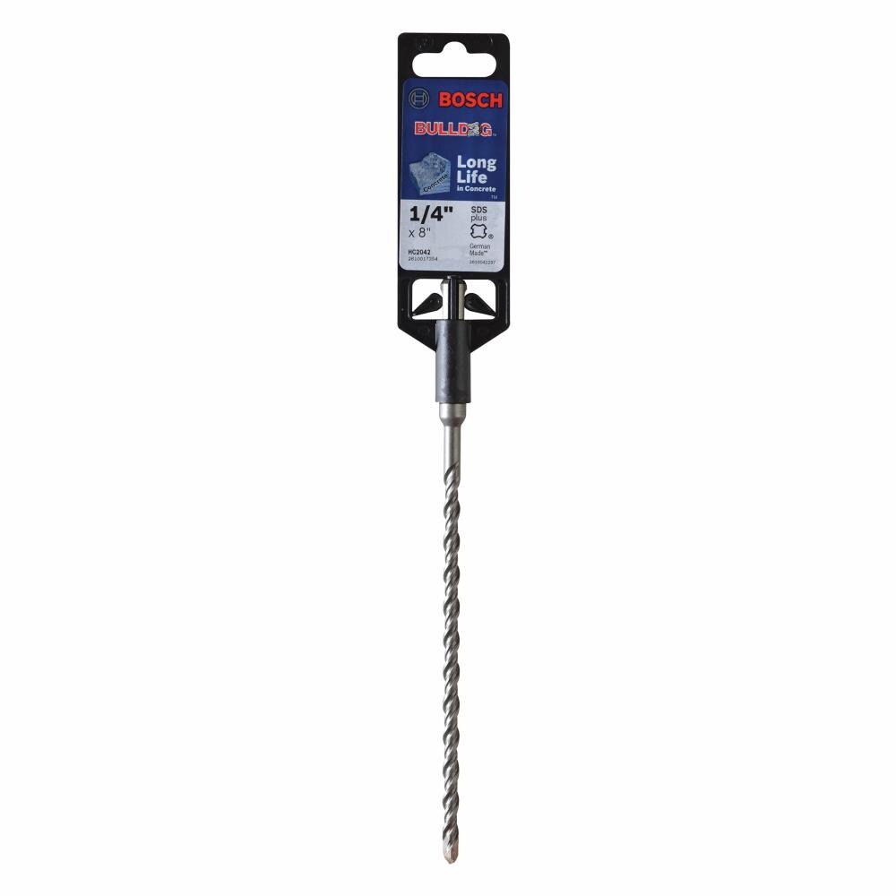 Broca de acero para albañilería Bosch Bulldog de 1/4 pulgadas x 8 pulgadas para taladro SDS-plus HC2042
