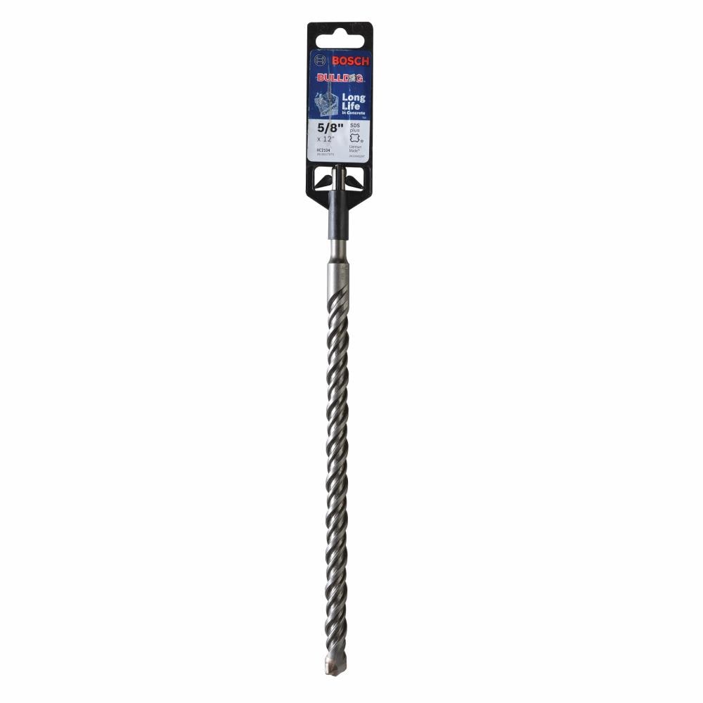 Broca de albañilería de acero de aleación Bosch Bulldog de 5/8 pulgadas x 12 pulgadas para taladro SDS-plus HC2104.