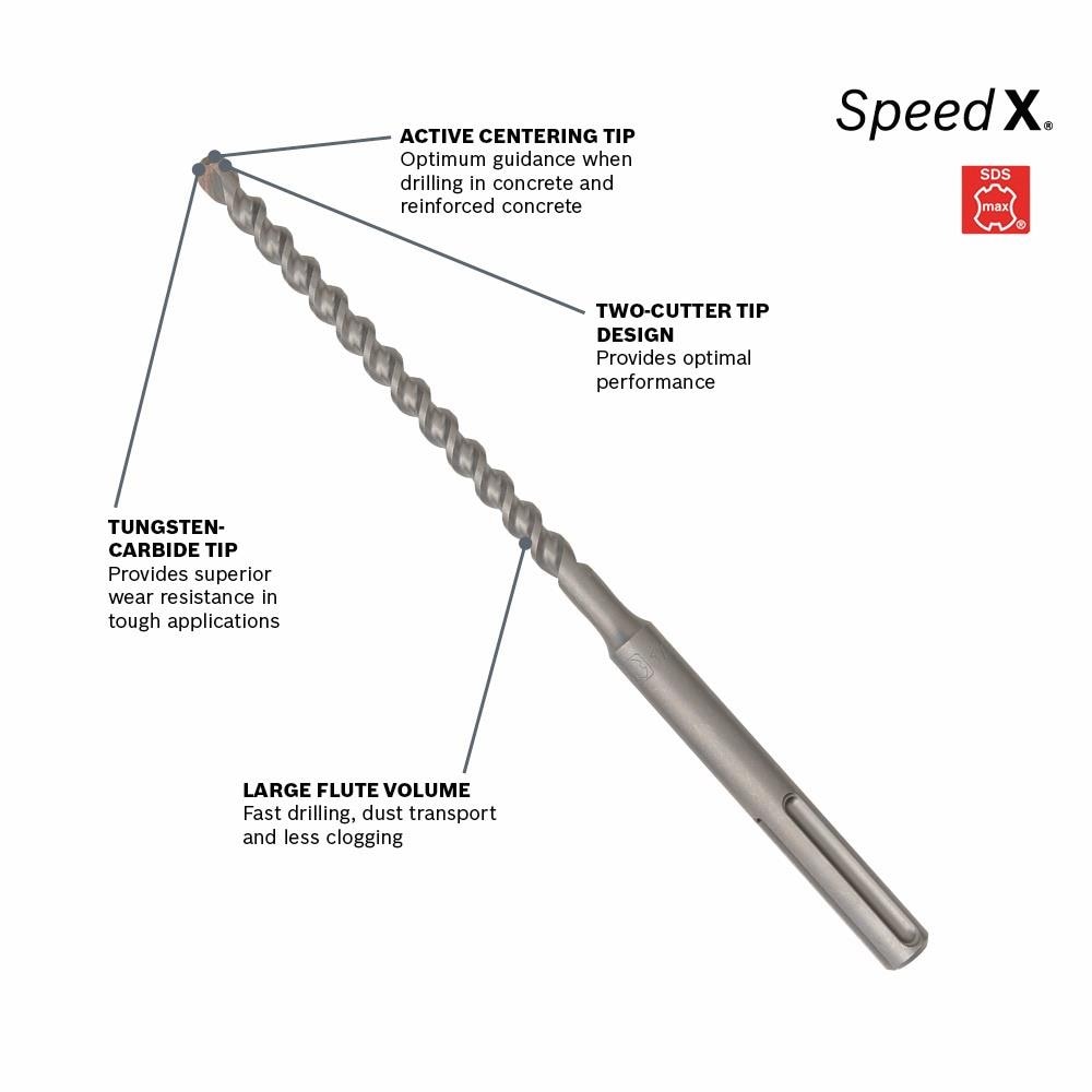Broca de acero de aleación para taladro SDS-max de 1/2 pulg. x 13 pulg. Bosch HC5010