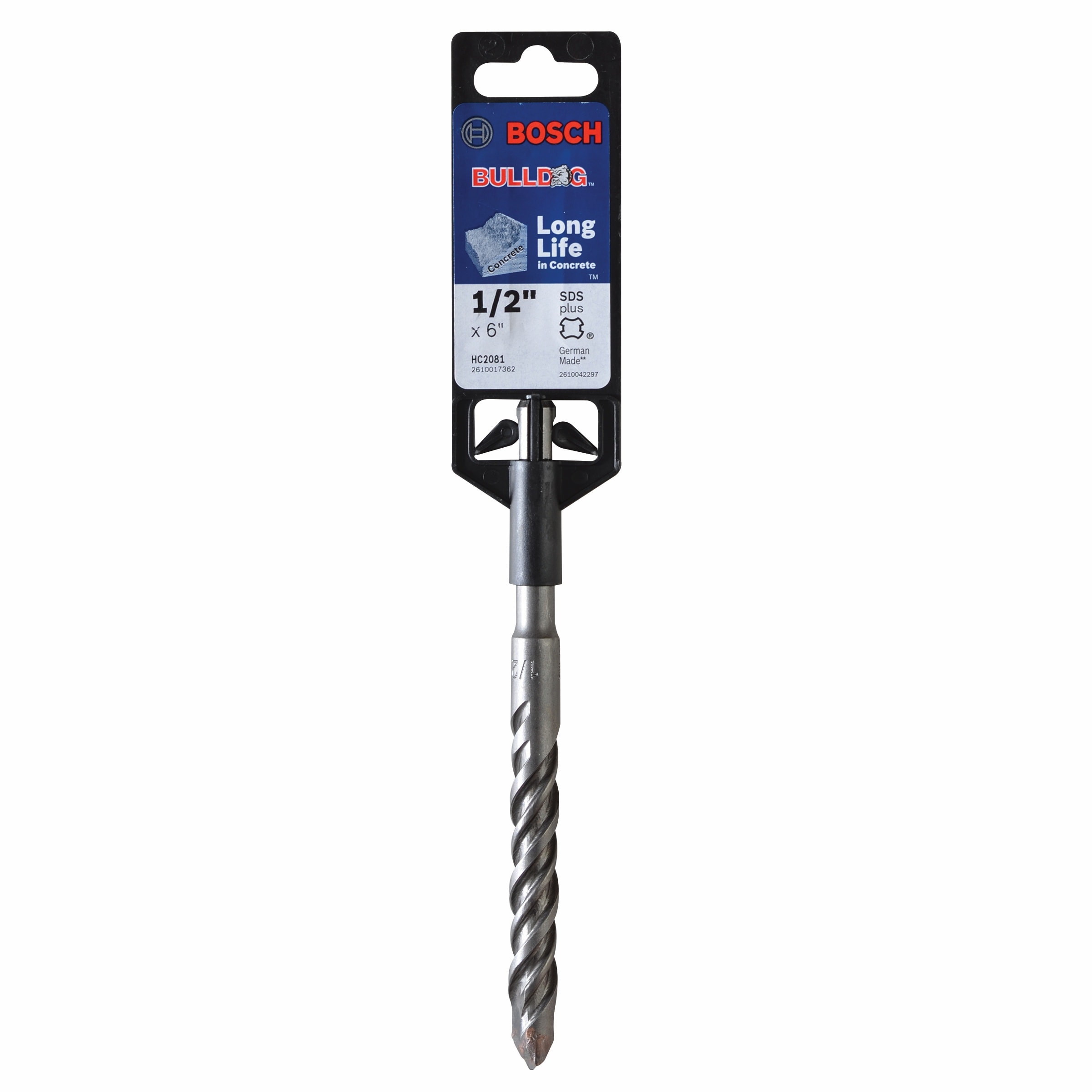 Broca de albañilería de acero aleado de 1/2 pulgadas x 6 pulgadas para taladro SDS-plus Bulldog de Bosch HC2081