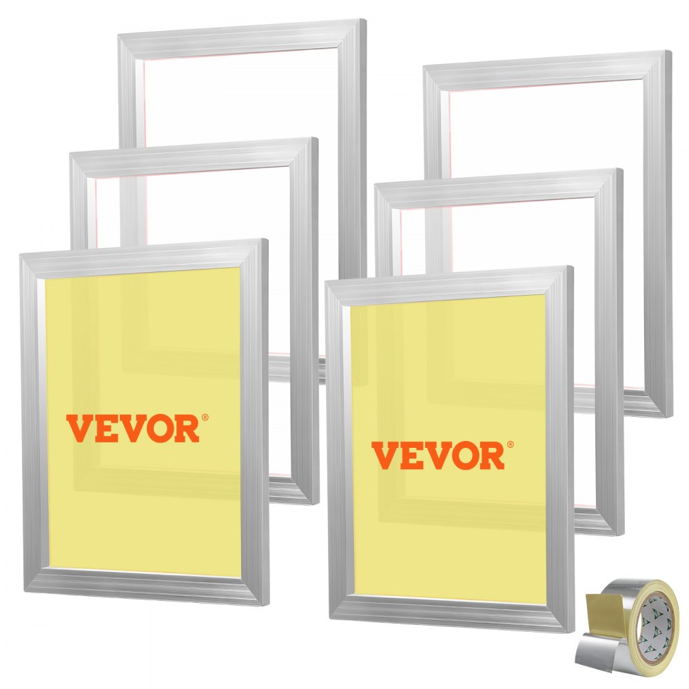 VEVOR Screen Printing Kit, 6 Pieces Aluminum Silk Screen Printing Frames, 16x20inch Silk Screen Printing Frame with 110 Count Mesh, High Tension Nylon Mesh and Sealing Tape for T-shirts DIY Printing - SYKJD61101620PD9JV0