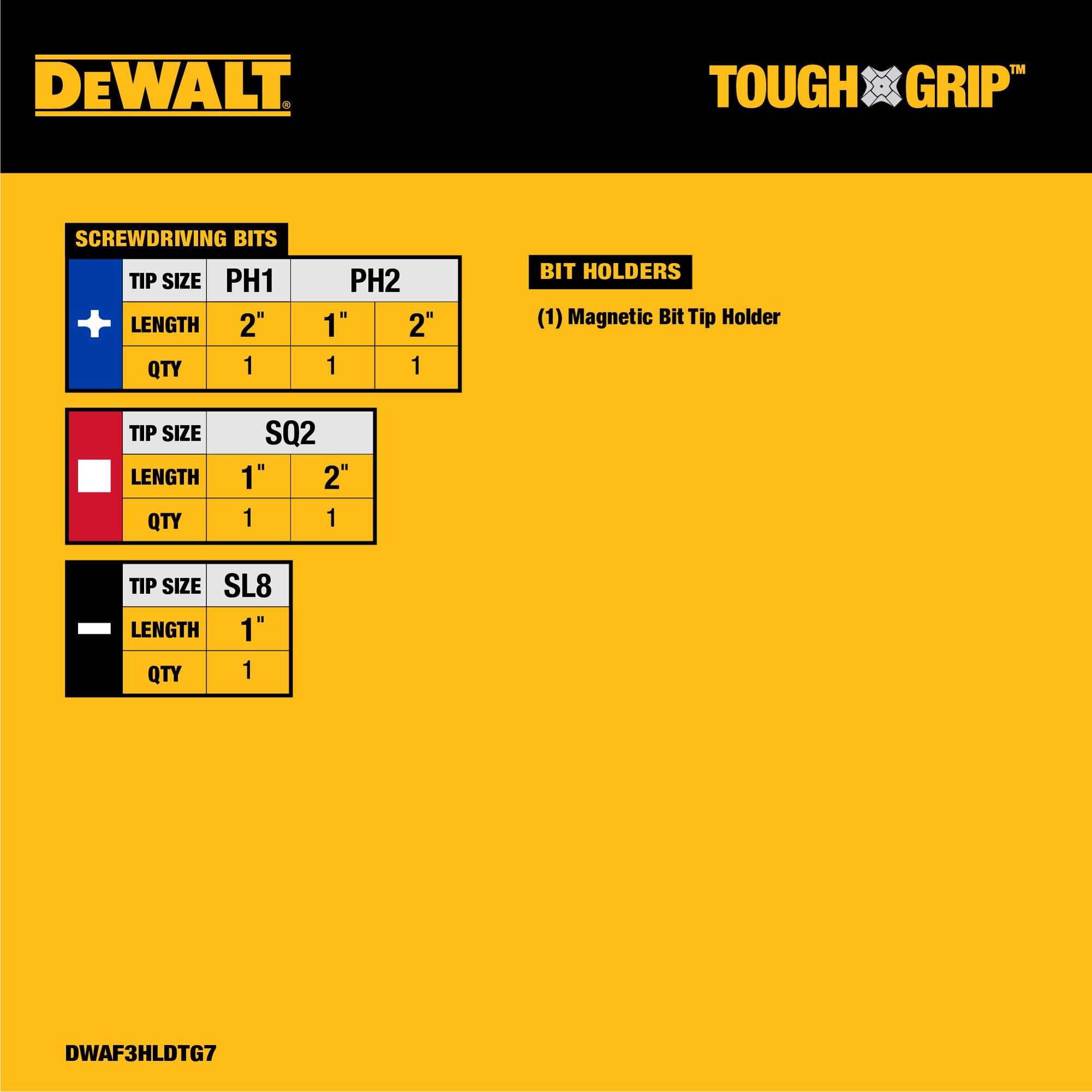 Juego de 7 porta puntas magnéticas DEWALT DWAF3HLDTG7