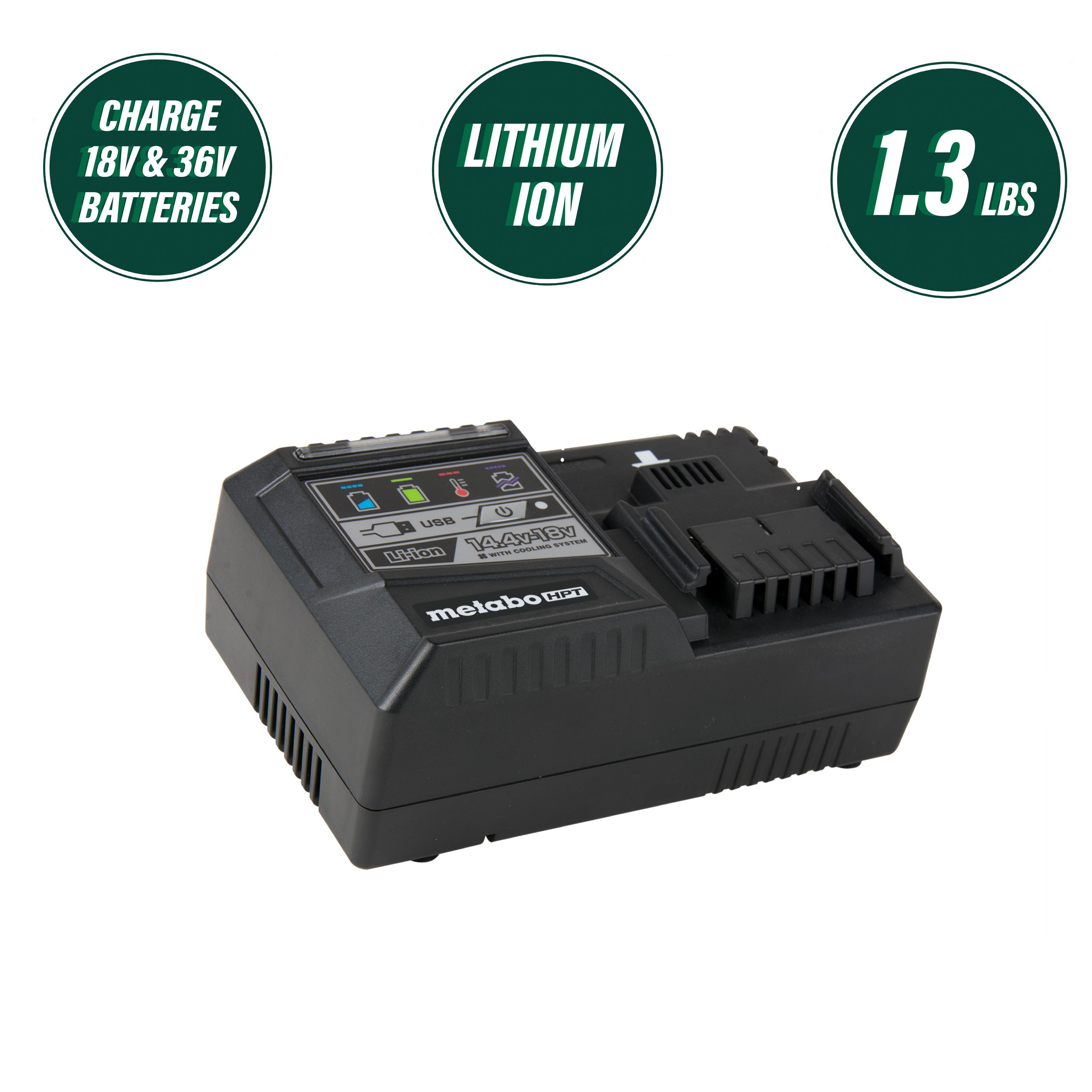Cargador de batería de ion de litio MultiVolt de 36 V Metabo HPT UC18YSL3M