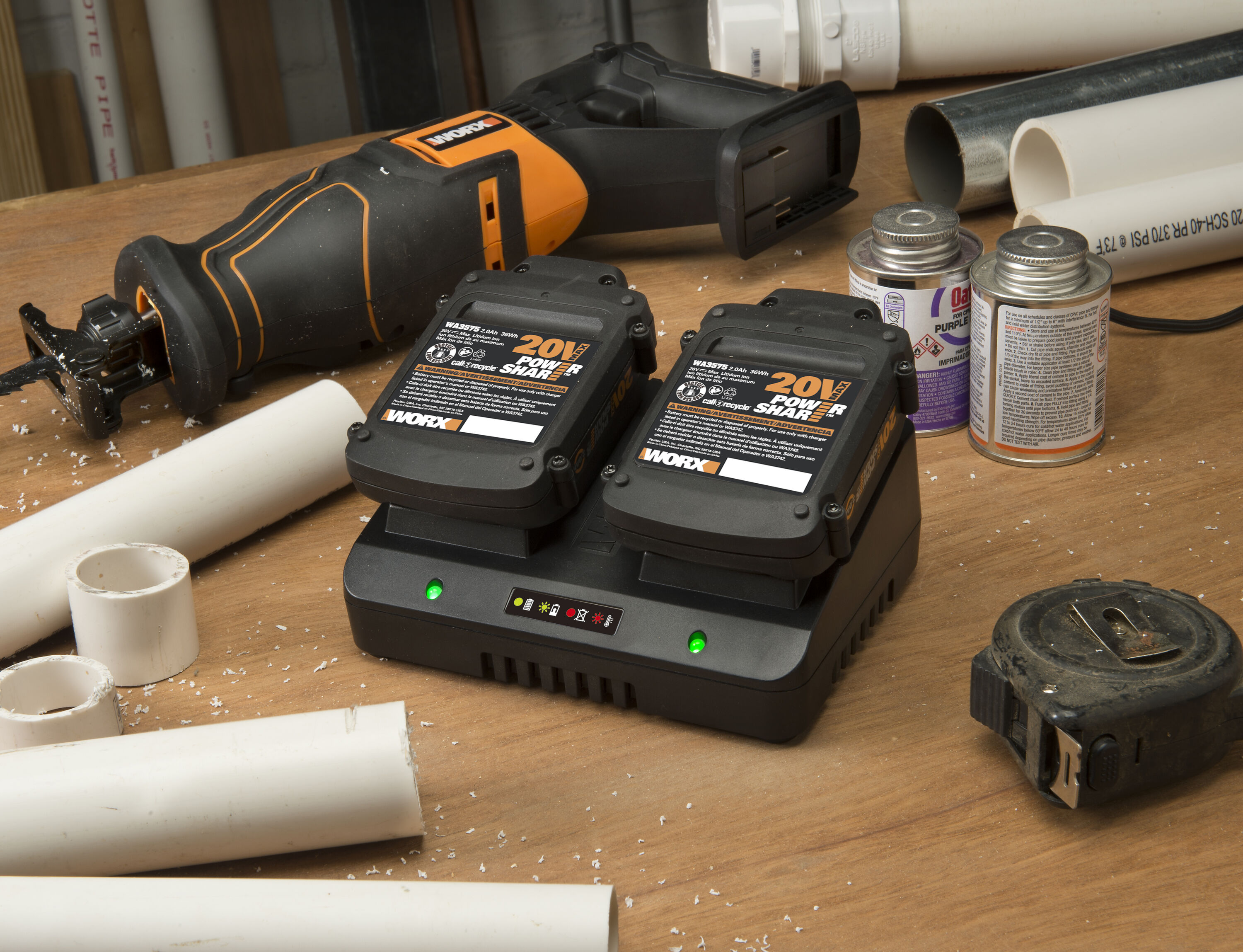 Cargador de batería de iones de litio WORX Power Share de 20V WA3770