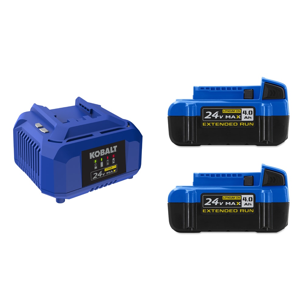 Paquete de 2 baterías de ion de litio Kobalt de 24 V y cargador (4 Ah) KBCD 3424-03