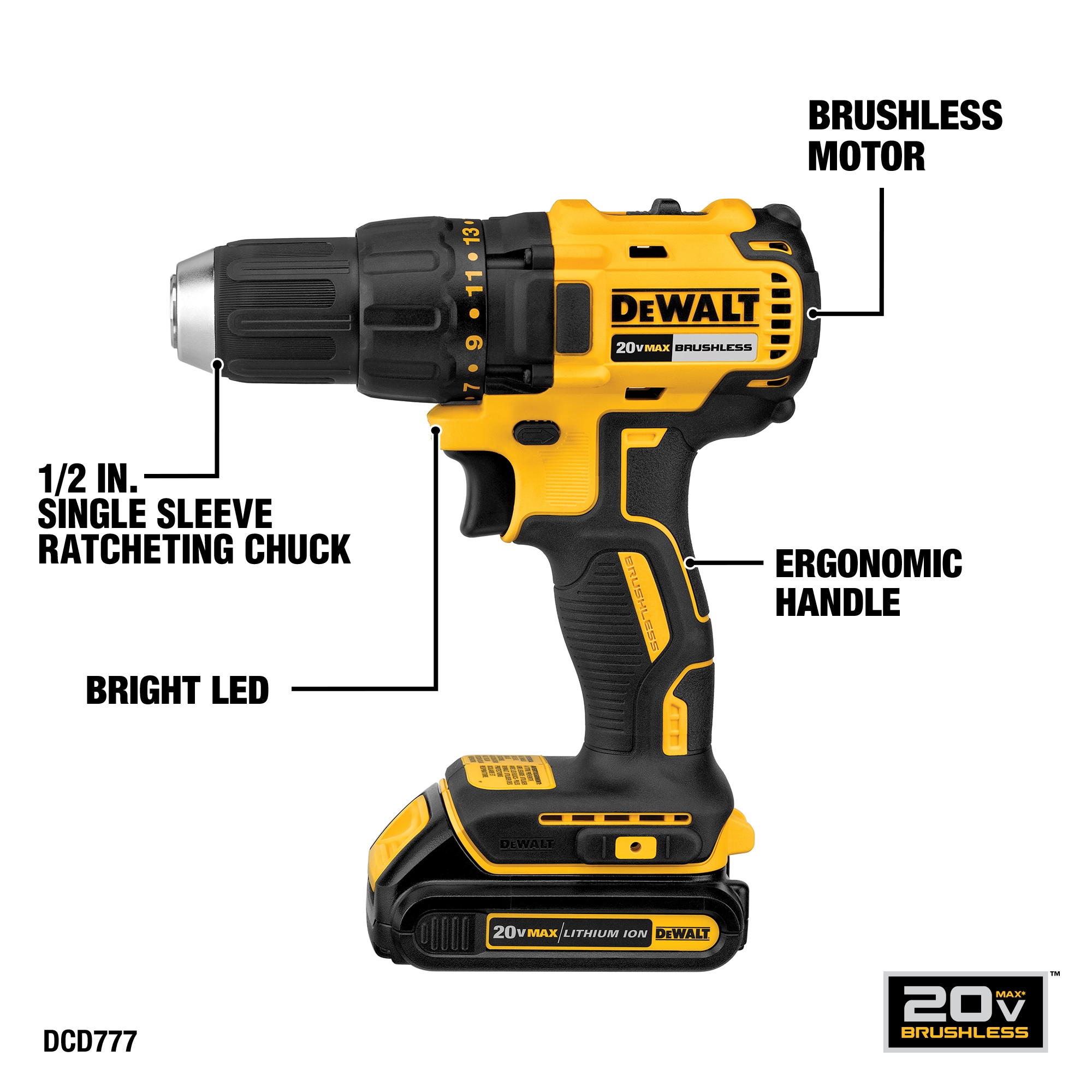 Kit combinado de 2 herramientas eléctricas sin escobillas DEWALT de 20 voltios con estuche suave (incluye 2 baterías y cargador) DCK277C2