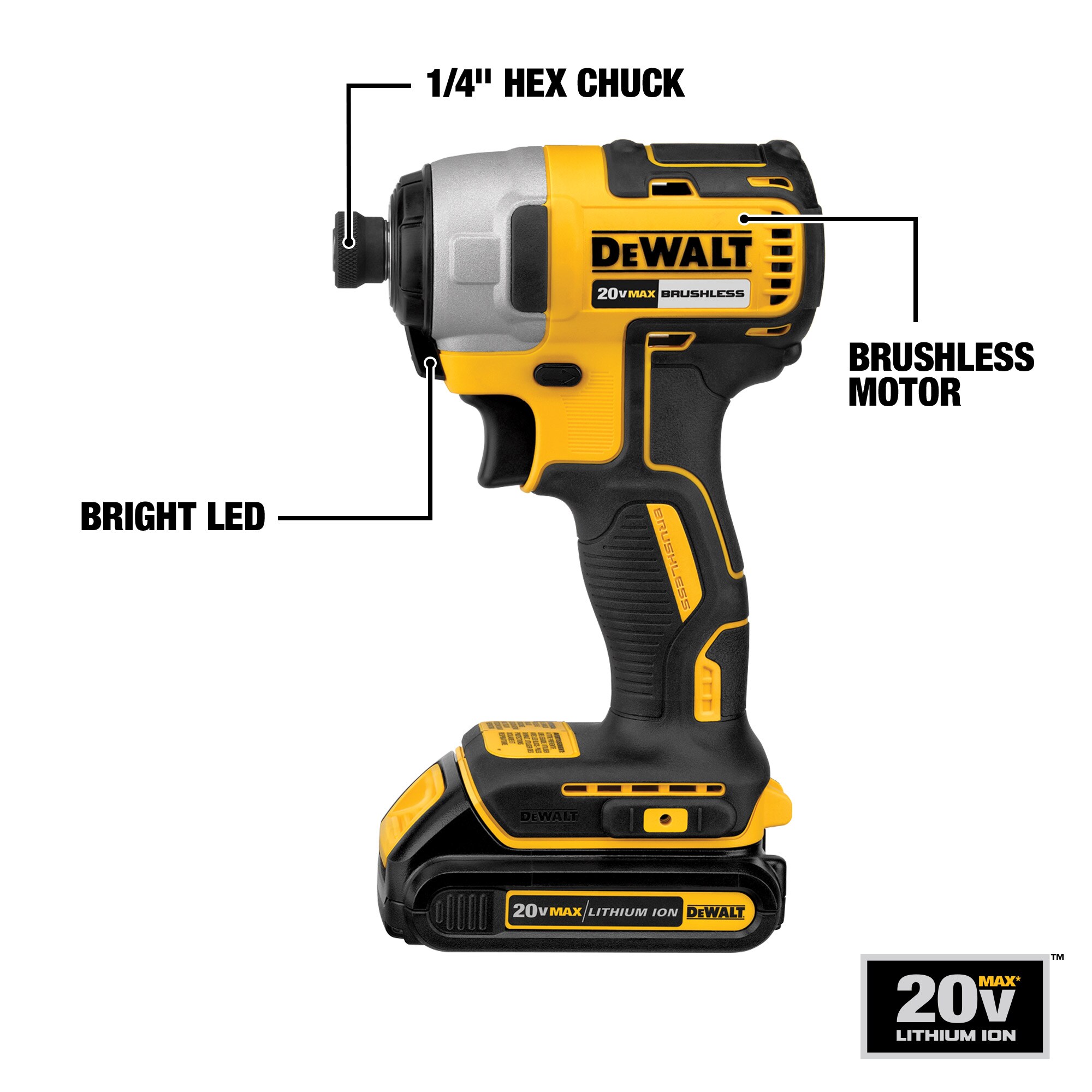 Kit de combo de herramientas eléctricas sin escobillas DEWALT de 2 piezas de 20 voltios con estuche suave (incluye 2 baterías y cargador)