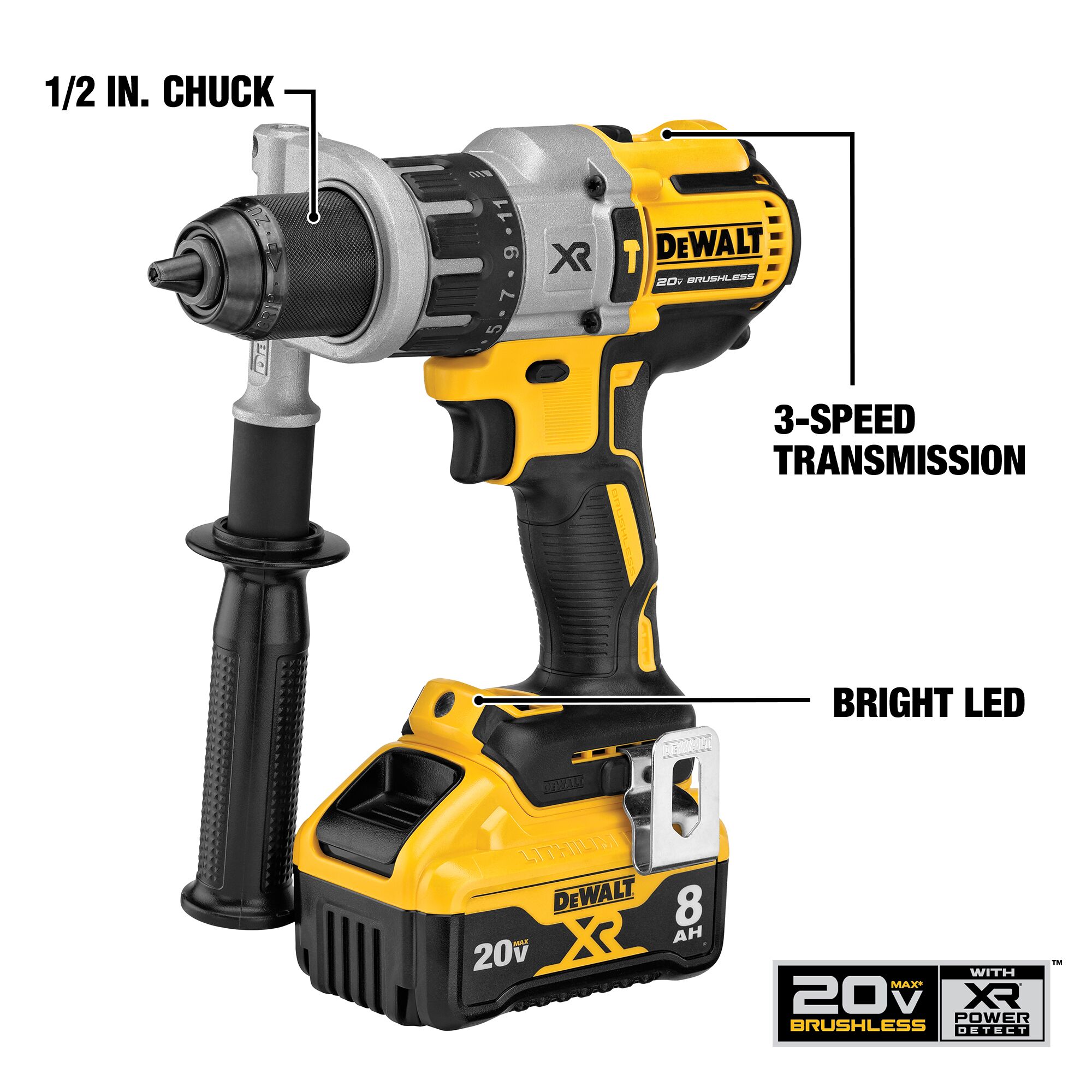 Kit de combo DEWALT XR POWER DETECT de 2 herramientas inalámbricas sin escobillas de 20 voltios con estuche suave (incluye 2 baterías y cargador) DCK299D1W1.