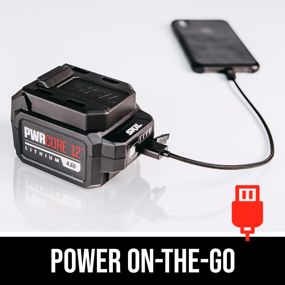 Kit combinado de herramientas eléctricas sin escobillas SKIL PWR CORE de 12 voltios con 4 herramientas (incluye 2 baterías y cargador) CB7490A-20