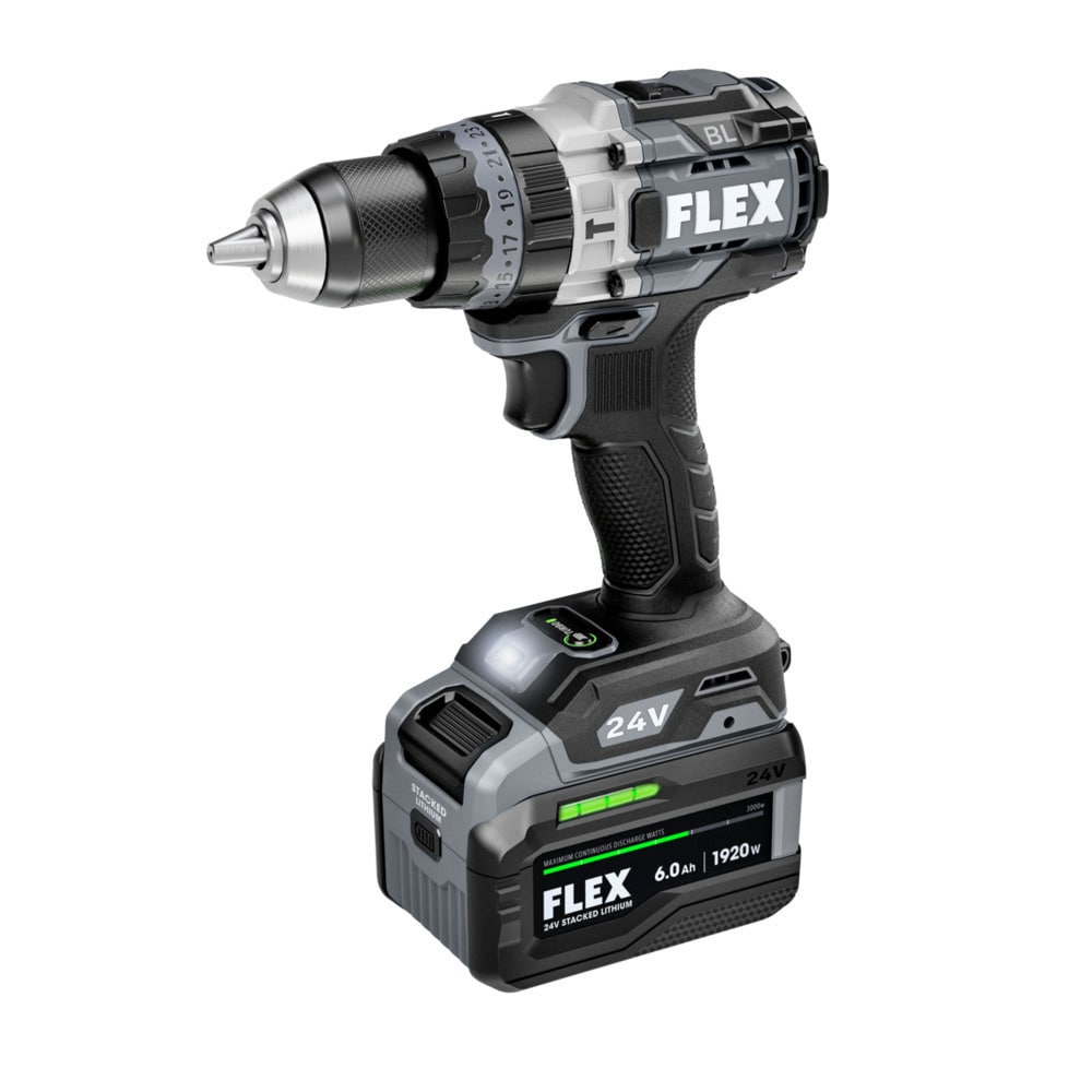 Kit combinado de herramientas eléctricas sin escobillas de 2 herramientas de 24 voltios Flex con estuche suave (incluye 2 baterías y cargador) FXM202-2G