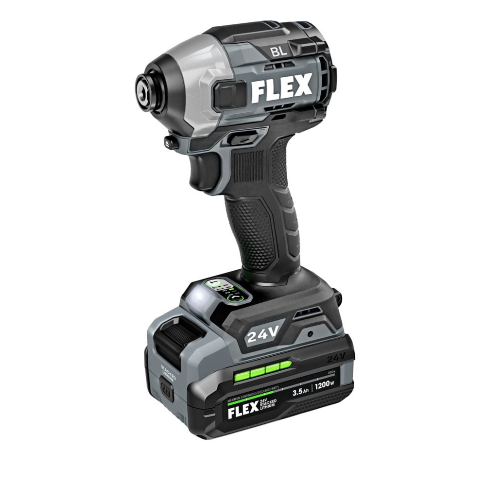 Kit combinado de herramientas eléctricas sin escobillas de 2 herramientas de 24 voltios Flex con estuche suave (incluye 2 baterías y cargador) FXM202-2G
