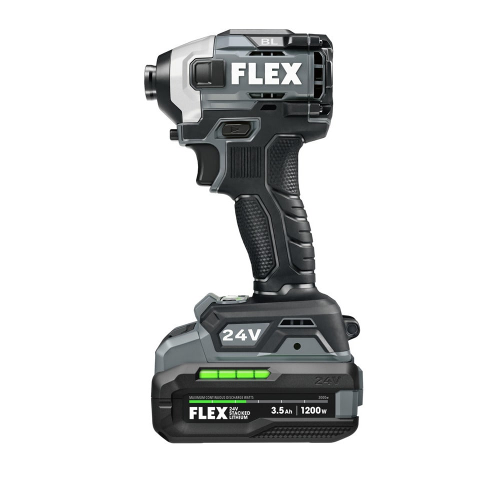 Kit combinado de herramientas eléctricas sin escobillas de 2 herramientas de 24 voltios Flex con estuche suave (incluye 2 baterías y cargador) FXM202-2G