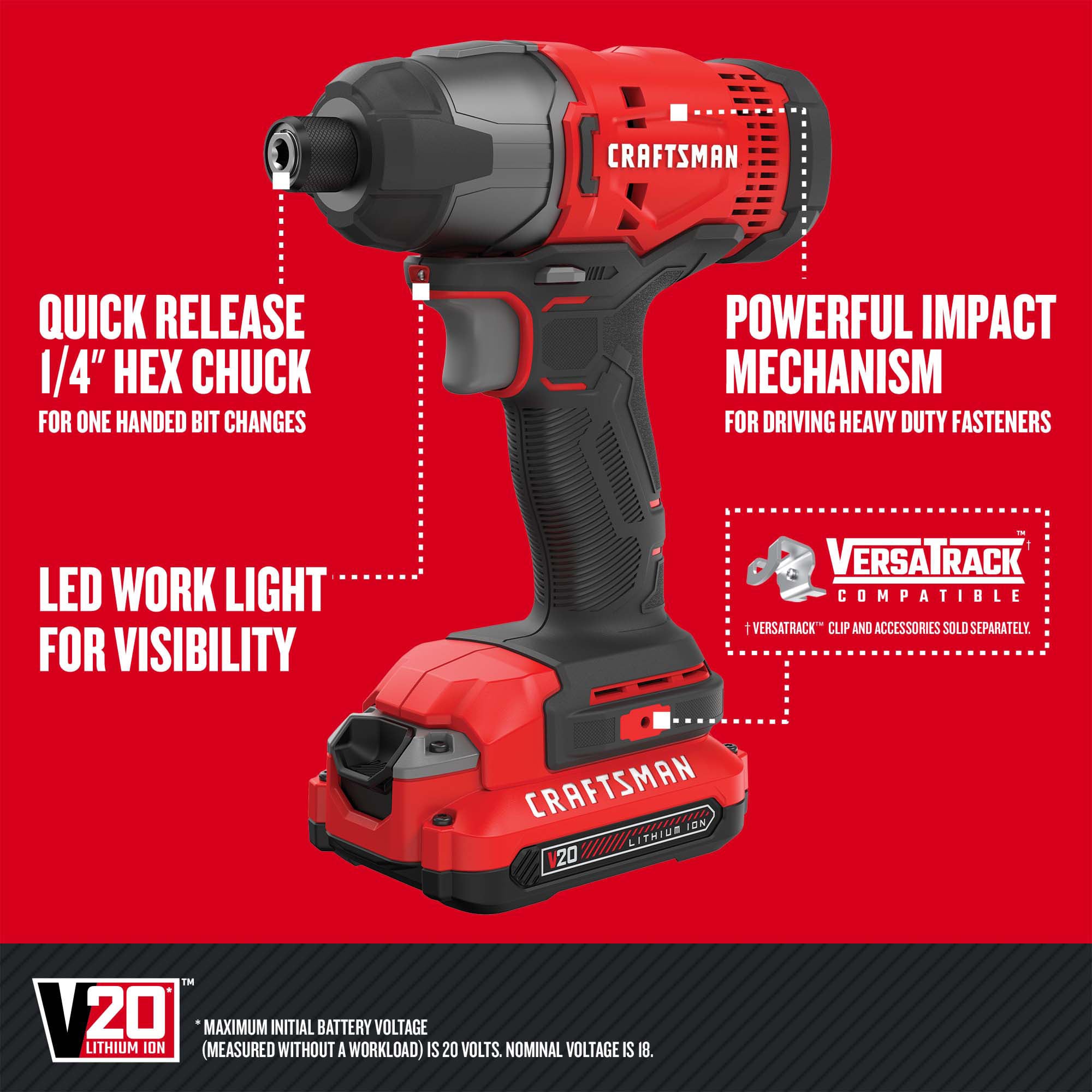 Kit combo de 8 herramientas eléctricas CRAFTSMAN V20 de 20 voltios máximo con estuche blando (2 baterías incluidas y cargador incluido) CMCK801D2.